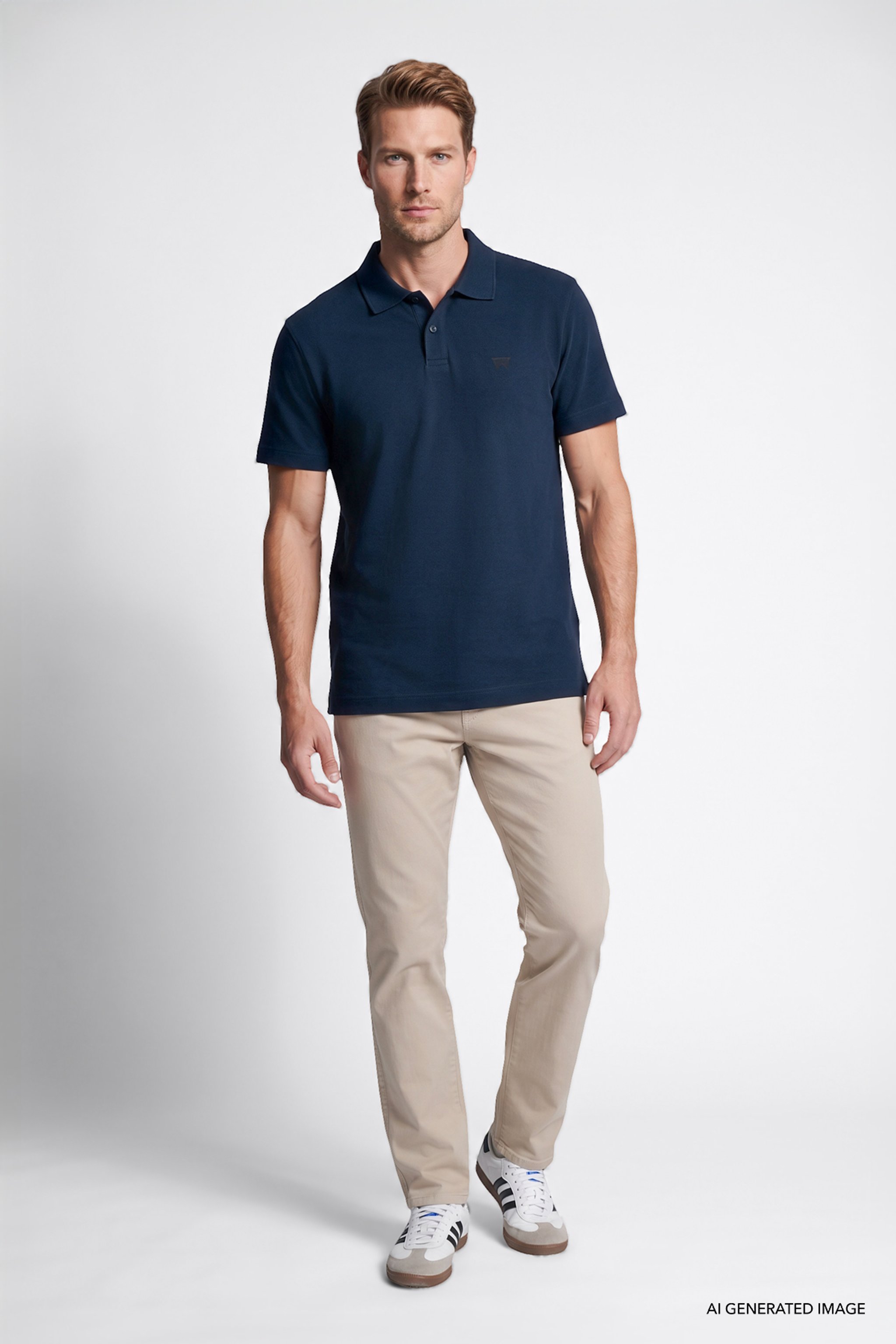 %100 Pamuk Regular Fit Normal Kesim Polo Yaka Tişört - Navy-W2710301410 (görsel 3)