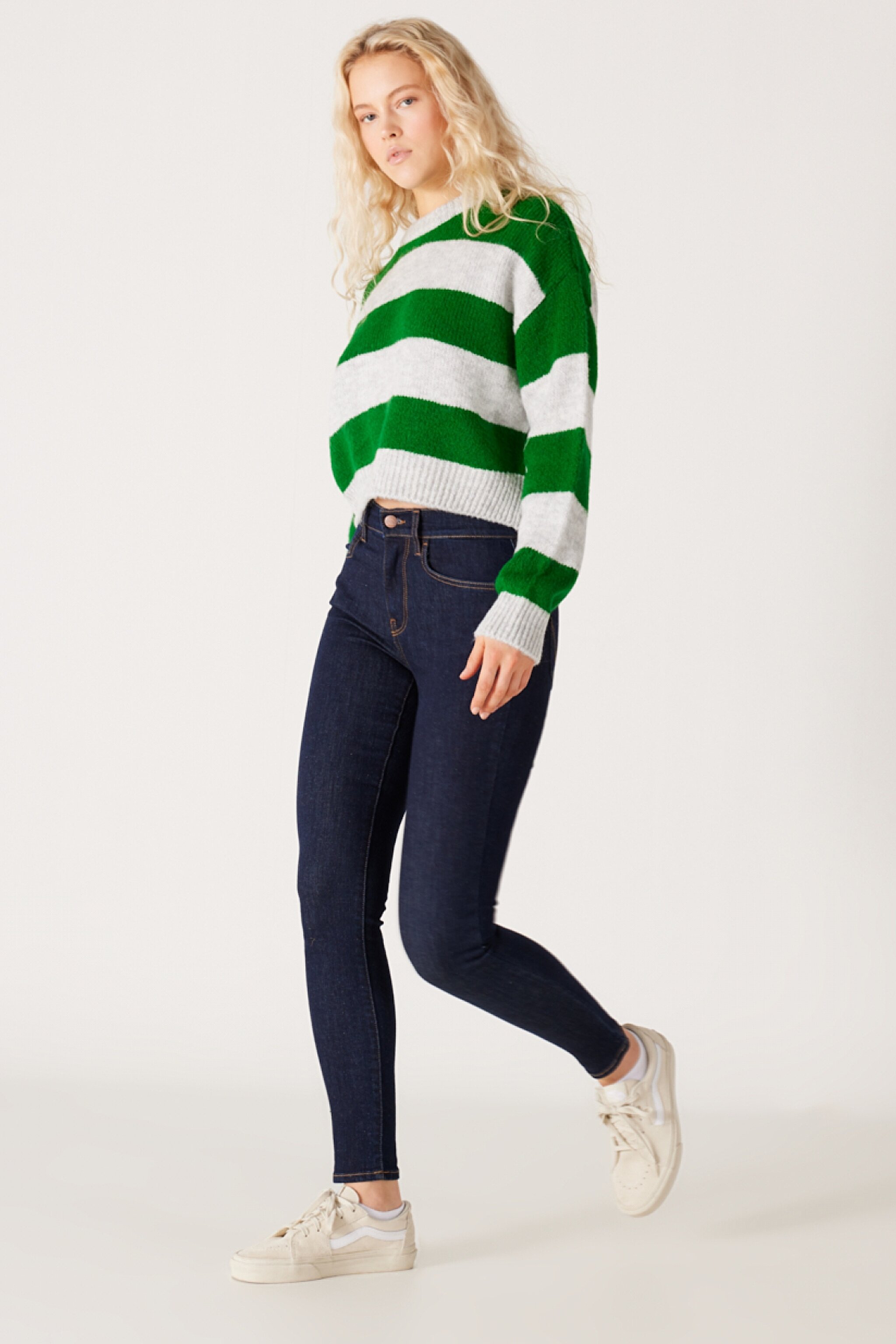 High Rise Skinny Fit Dar Kesim Yüksek Bel Esnek Jean Kot Pantolon - Rinse-W27H01736 (görsel 5)