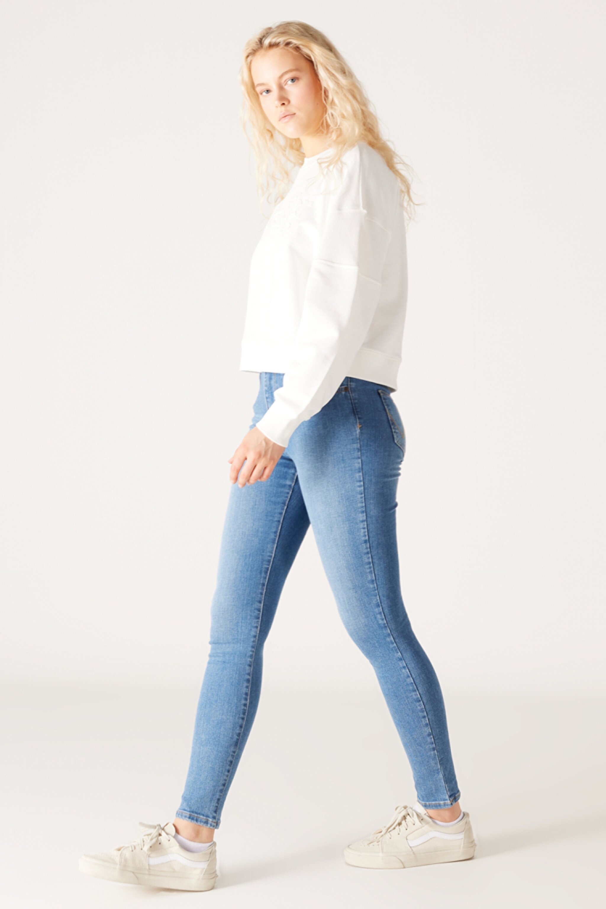 High Rise Skinny Fit Dar Kesim Yüksek Bel Açık Mavi Esnek Jean Kot Pantolon - Light Blue-W27H017404 (görsel 4)