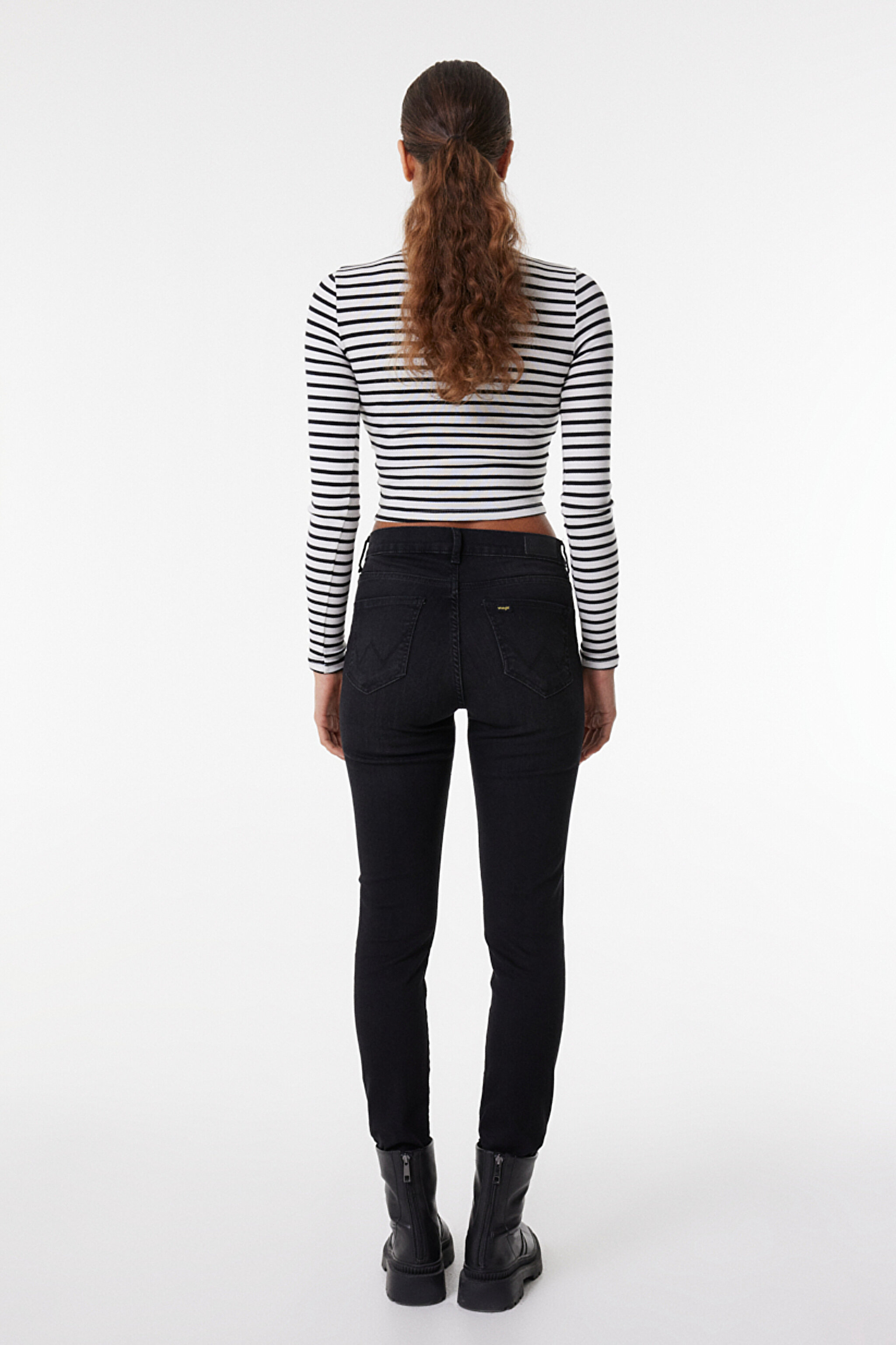 Skinny Fit Dar Kesim Yüksek Bel Siyah High Rise Esnek Jean Denim Kot Pantolon - Black-W27H019001 (görsel 6)