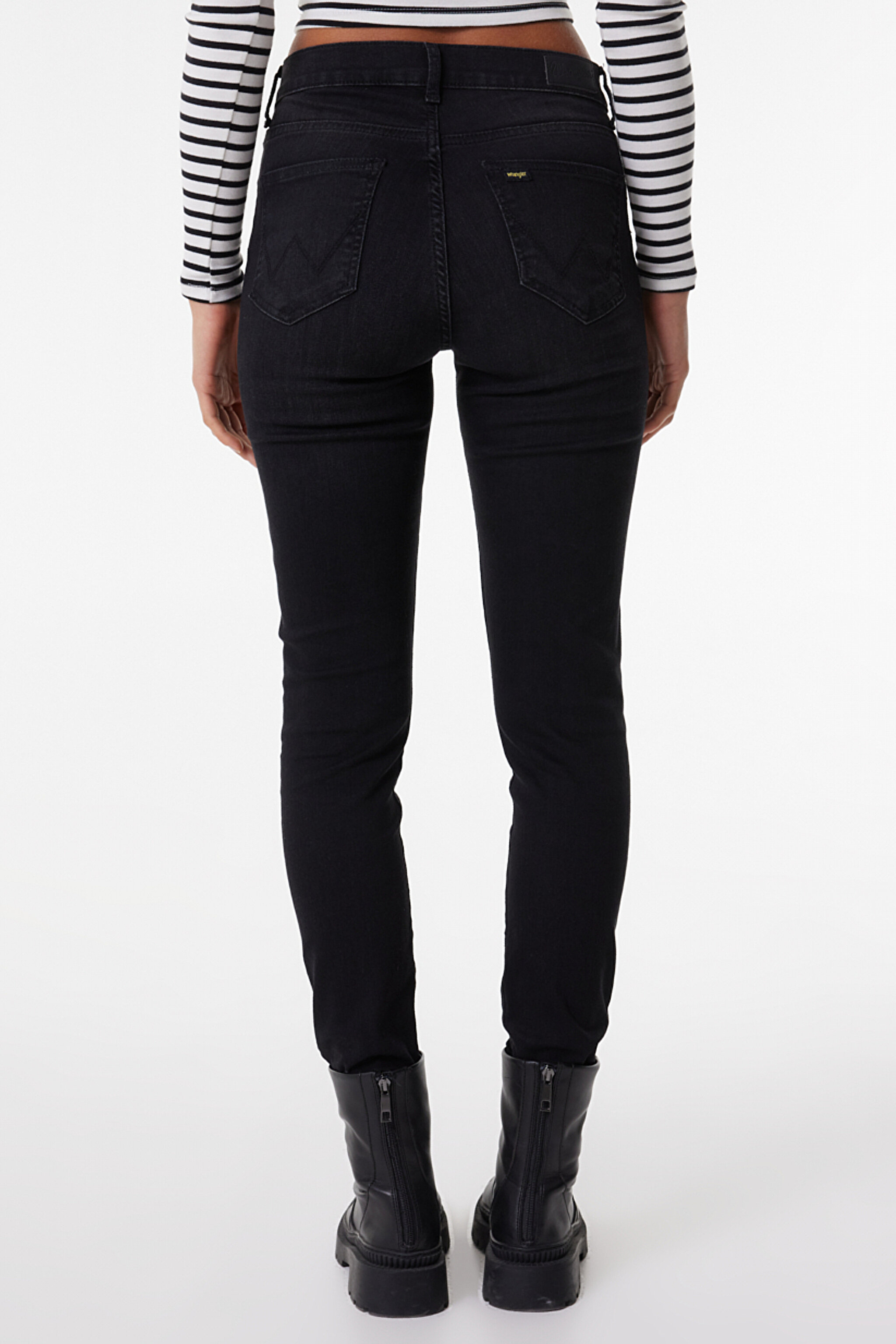 Skinny Fit Dar Kesim Yüksek Bel Siyah High Rise Esnek Jean Denim Kot Pantolon - Black-W27H019001 (görsel 7)