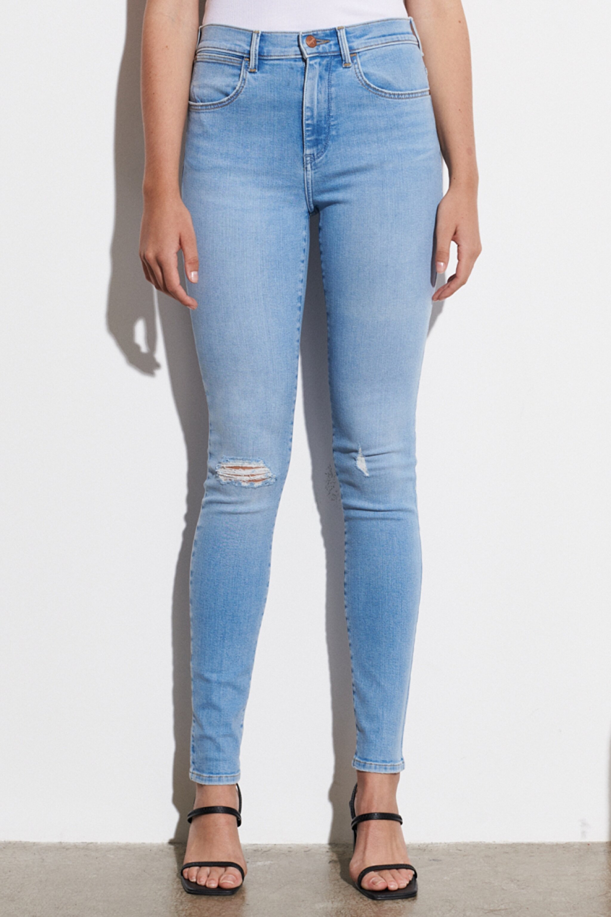 Skinny Fit Dar Kesim Yüksek Bel Esnek Jean Kot Pantolon - Beach Baby-W27H4746B (görsel 3)