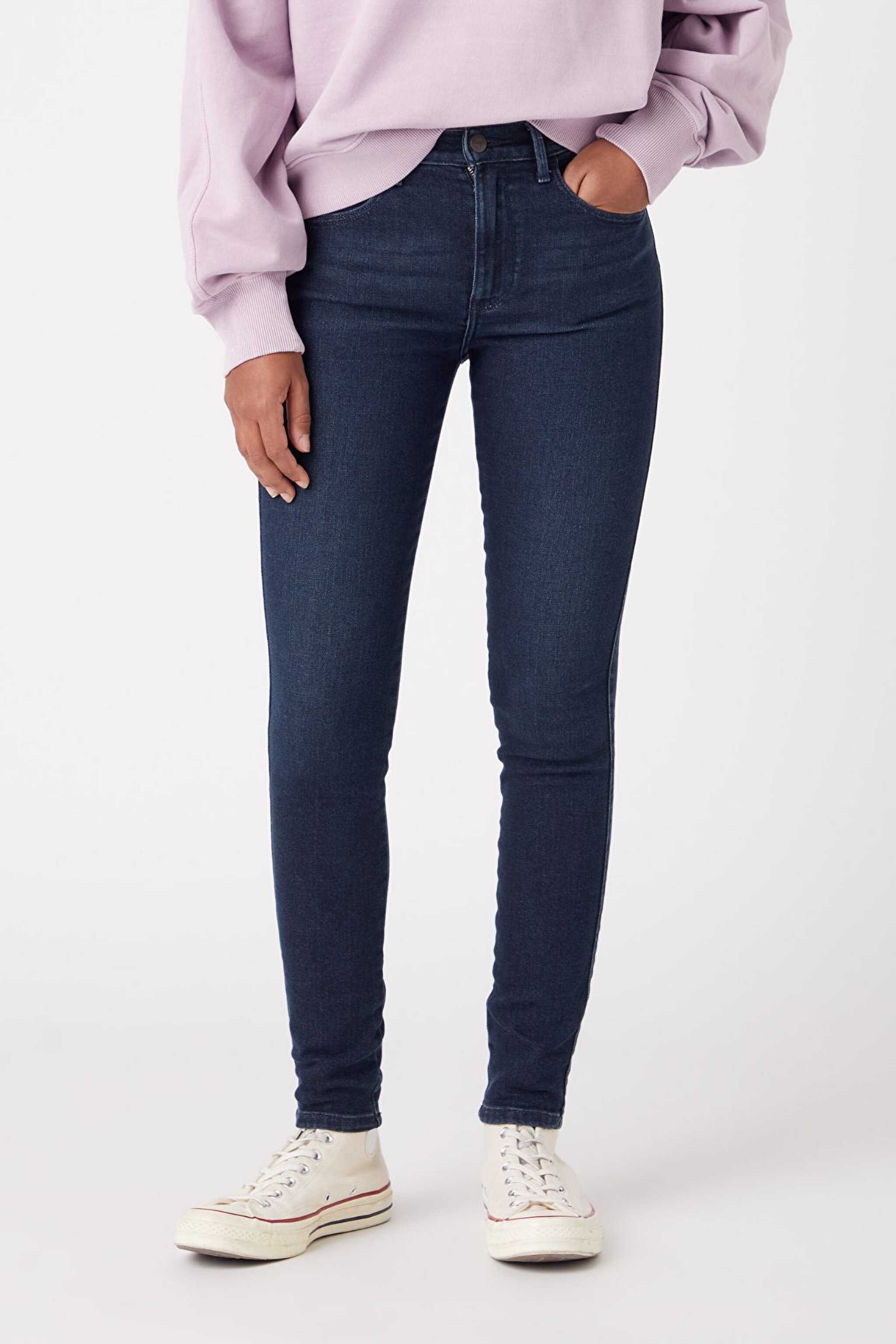 Skinny Fit Dar Kesim Yüksek Bel Esnek Jean Kot Pantolon - Ink Spill-W27H64W16
