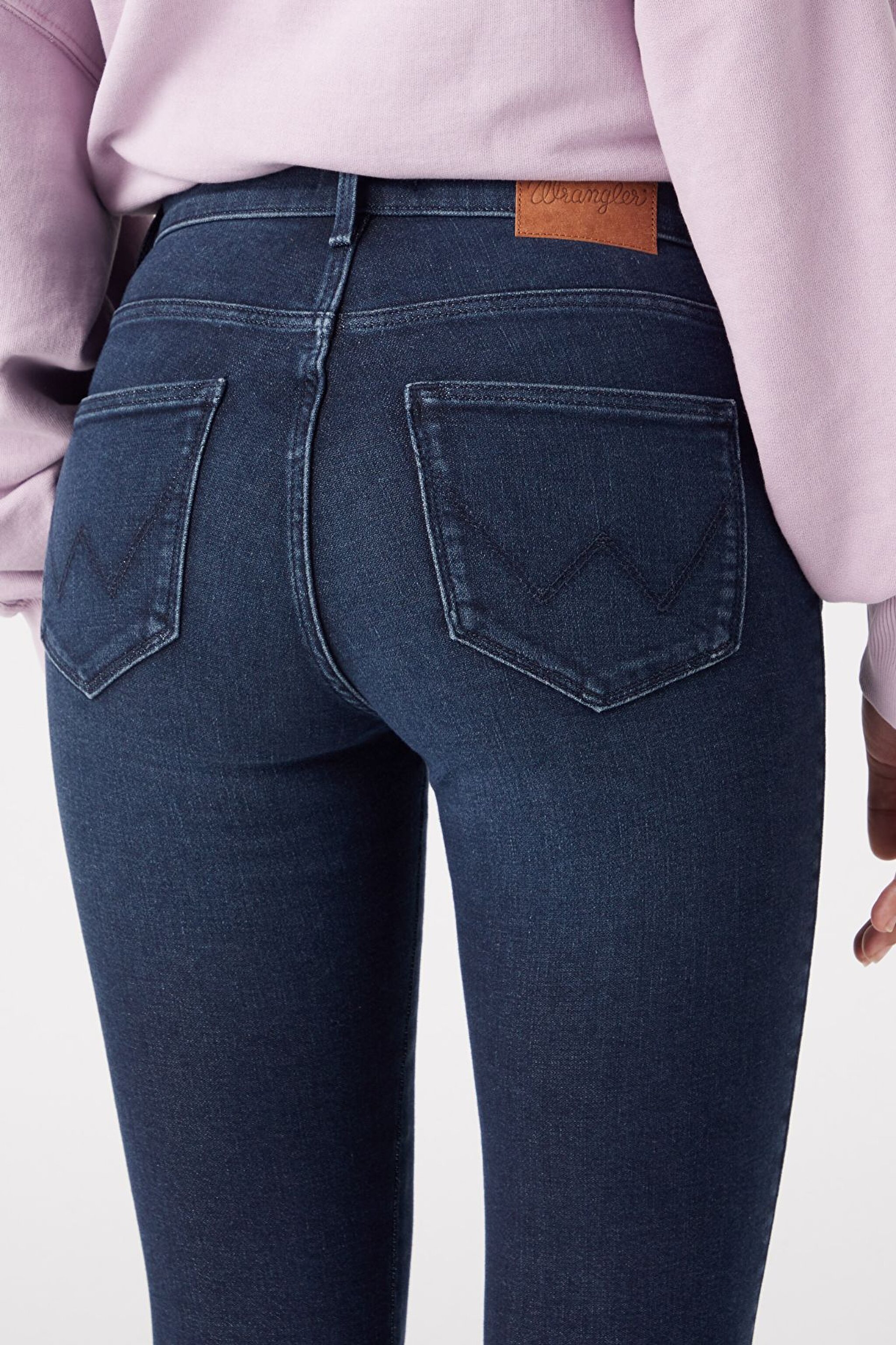 Skinny Fit Dar Kesim Yüksek Bel Esnek Jean Kot Pantolon - Ink Spill-W27H64W16 (görsel 4)