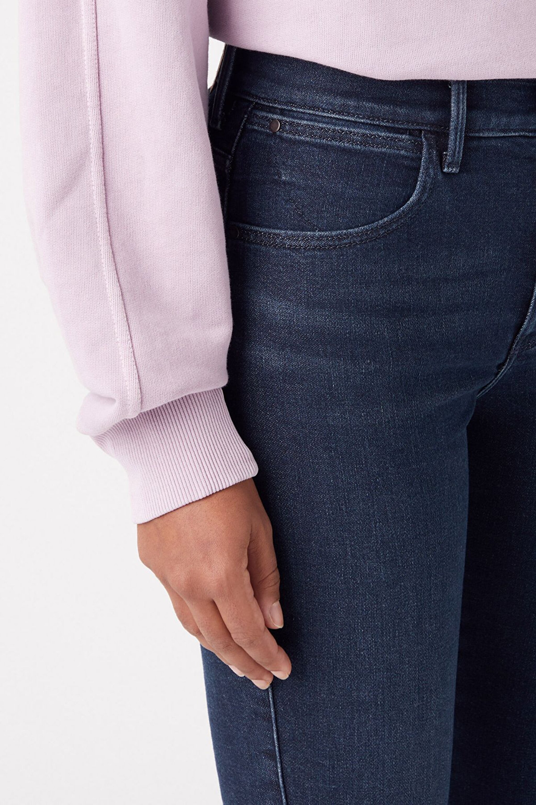 Skinny Fit Dar Kesim Yüksek Bel Esnek Jean Kot Pantolon - Ink Spill-W27H64W16 (görsel 5)