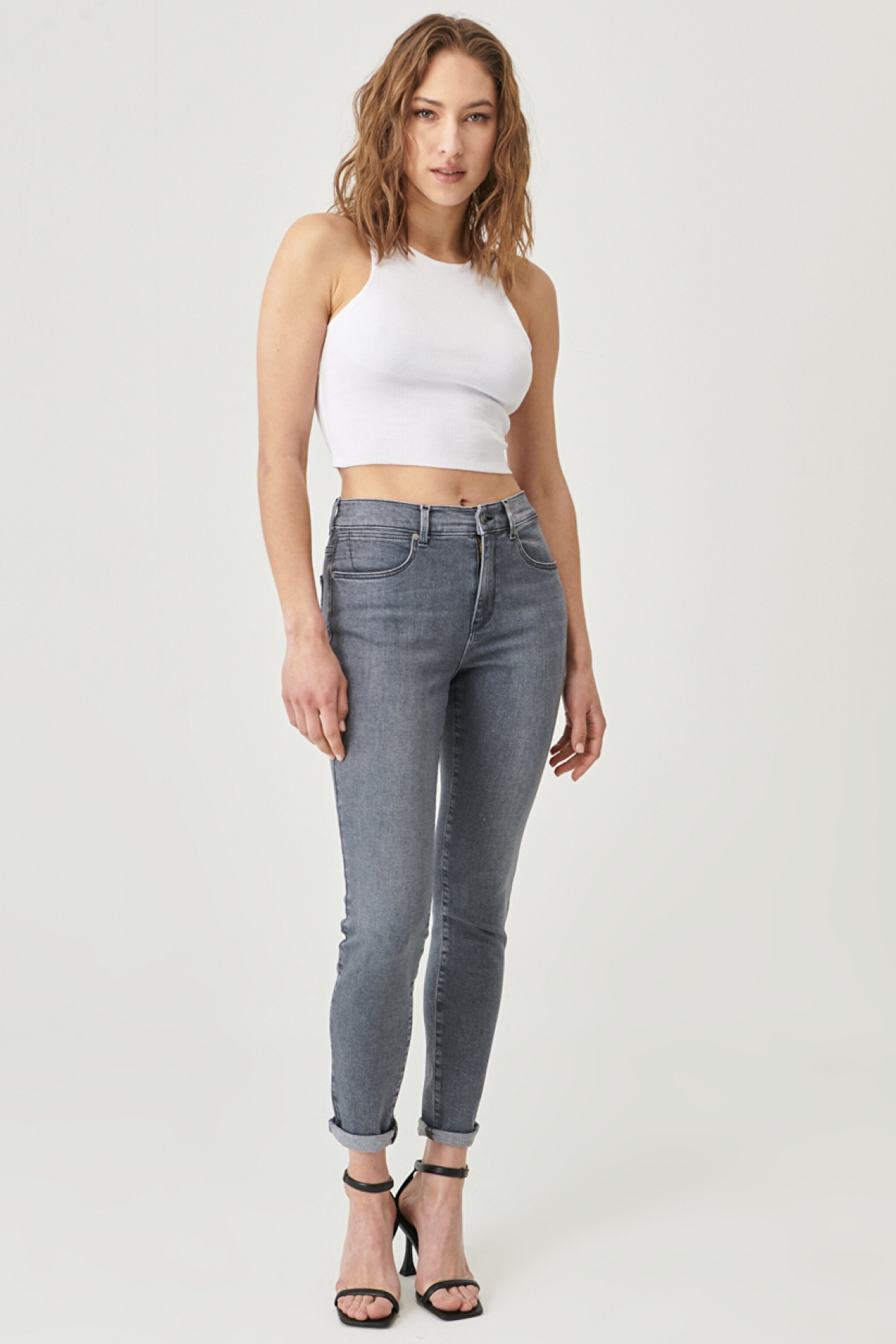 High Rise Skinny Fit Denim Esnek Yüksek Bel Jean Kot Pantolon - Vintage Grey-W27HDH41N (görsel 2)