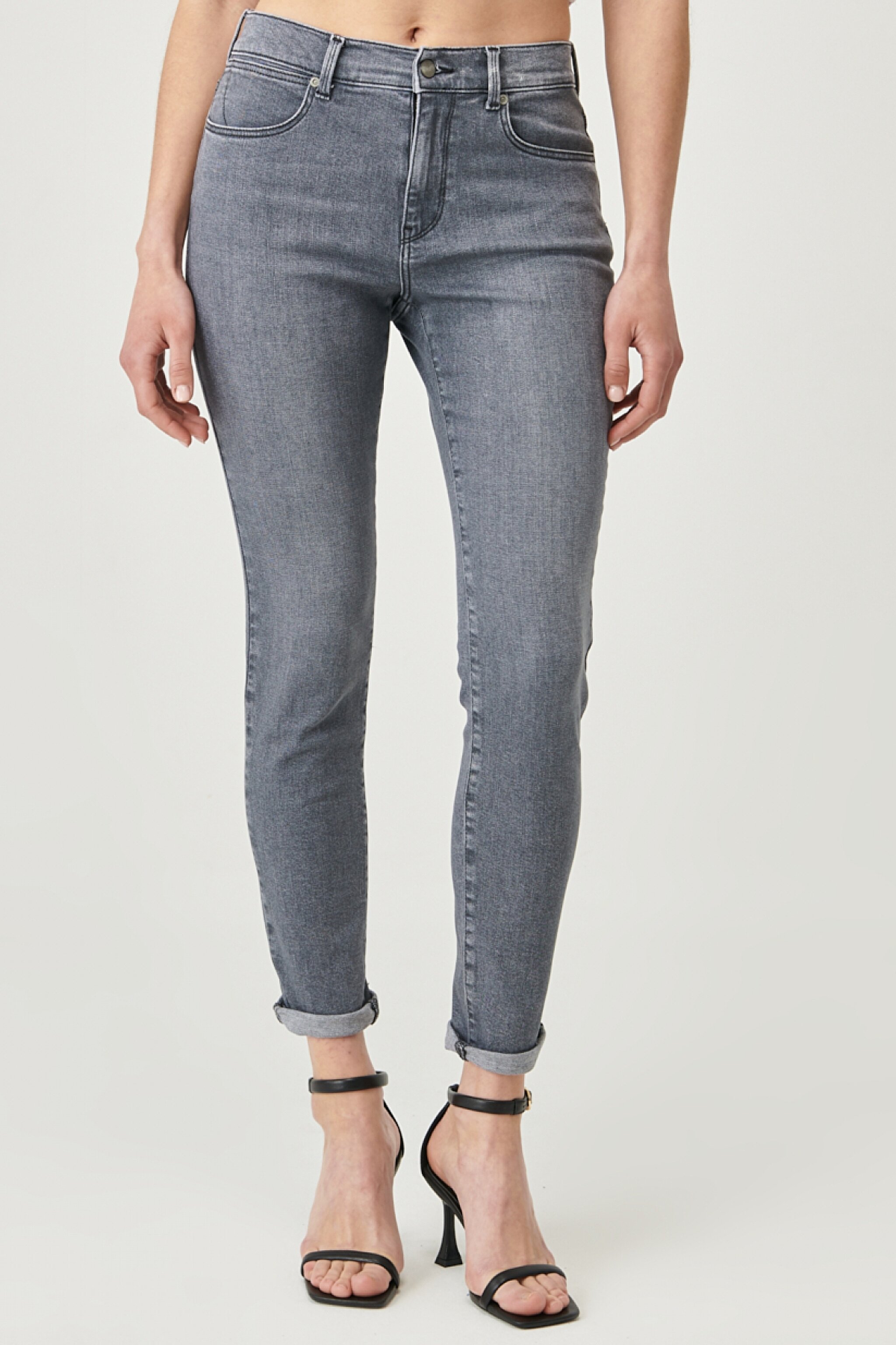 High Rise Skinny Fit Denim Esnek Yüksek Bel Jean Kot Pantolon - Vintage Grey-W27HDH41N (görsel 3)