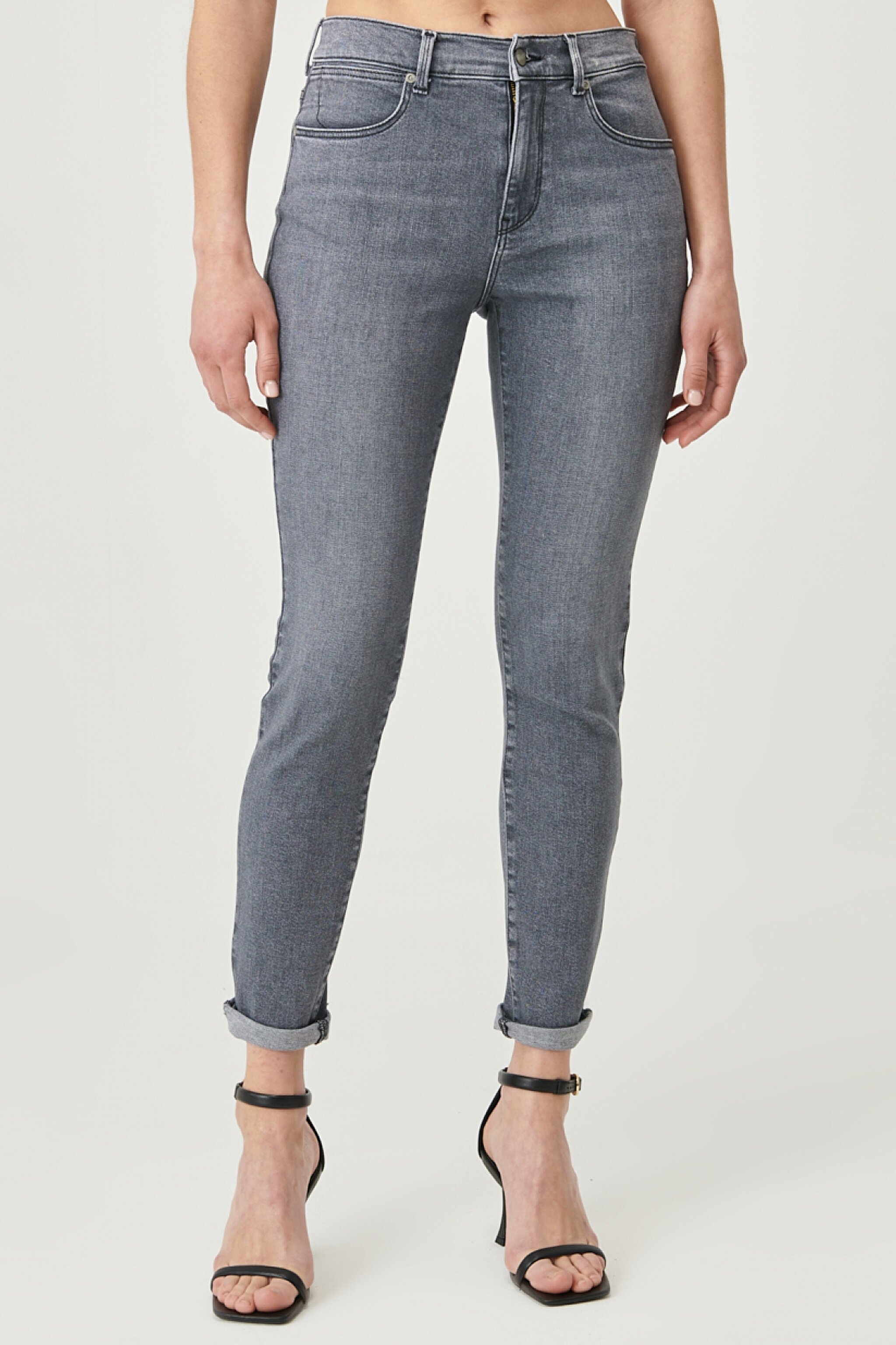 High Rise Skinny Fit Denim Esnek Yüksek Bel Jean Kot Pantolon - Vintage Grey-W27HDH41N (görsel 4)