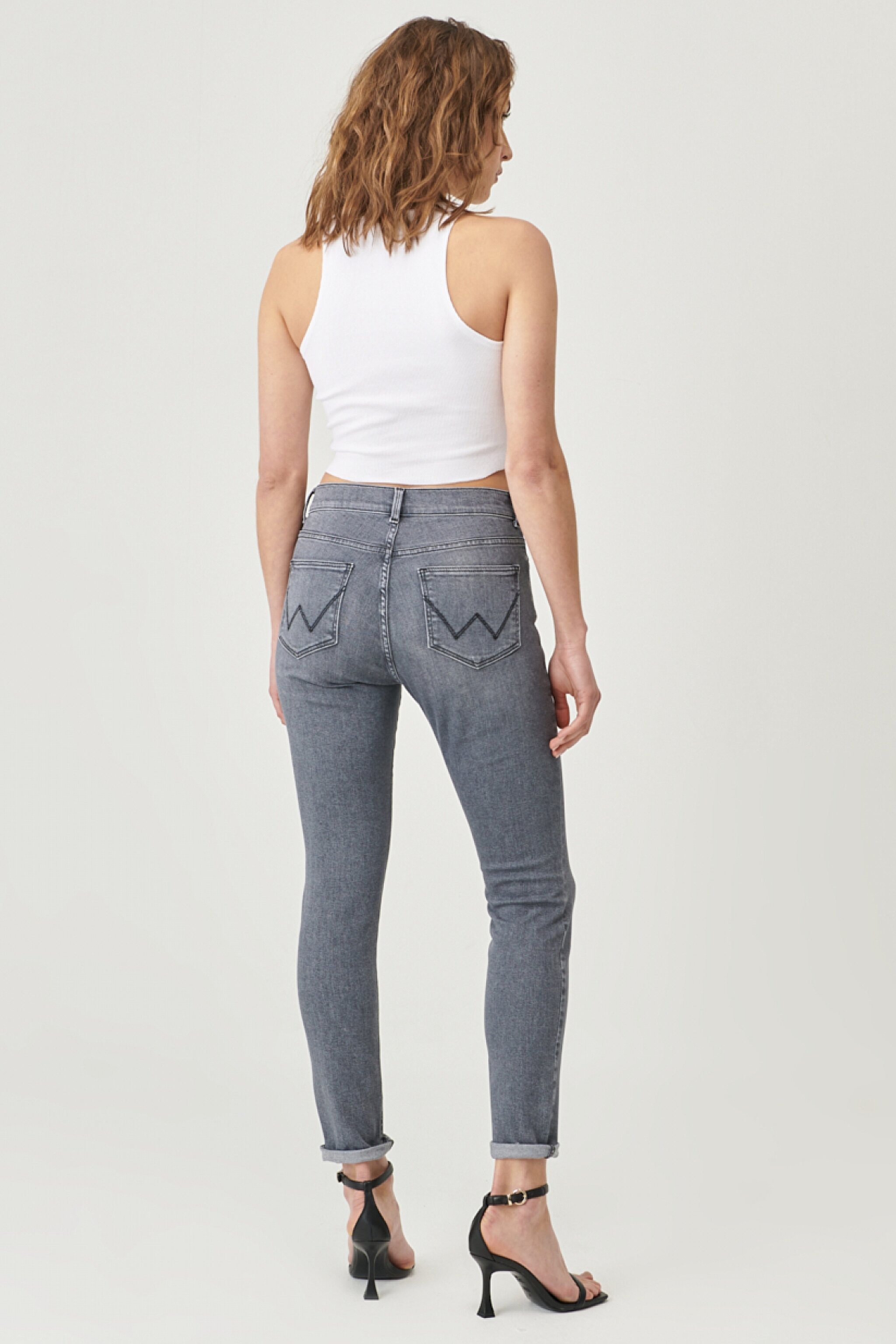 High Rise Skinny Fit Denim Esnek Yüksek Bel Jean Kot Pantolon - Vintage Grey-W27HDH41N (görsel 5)