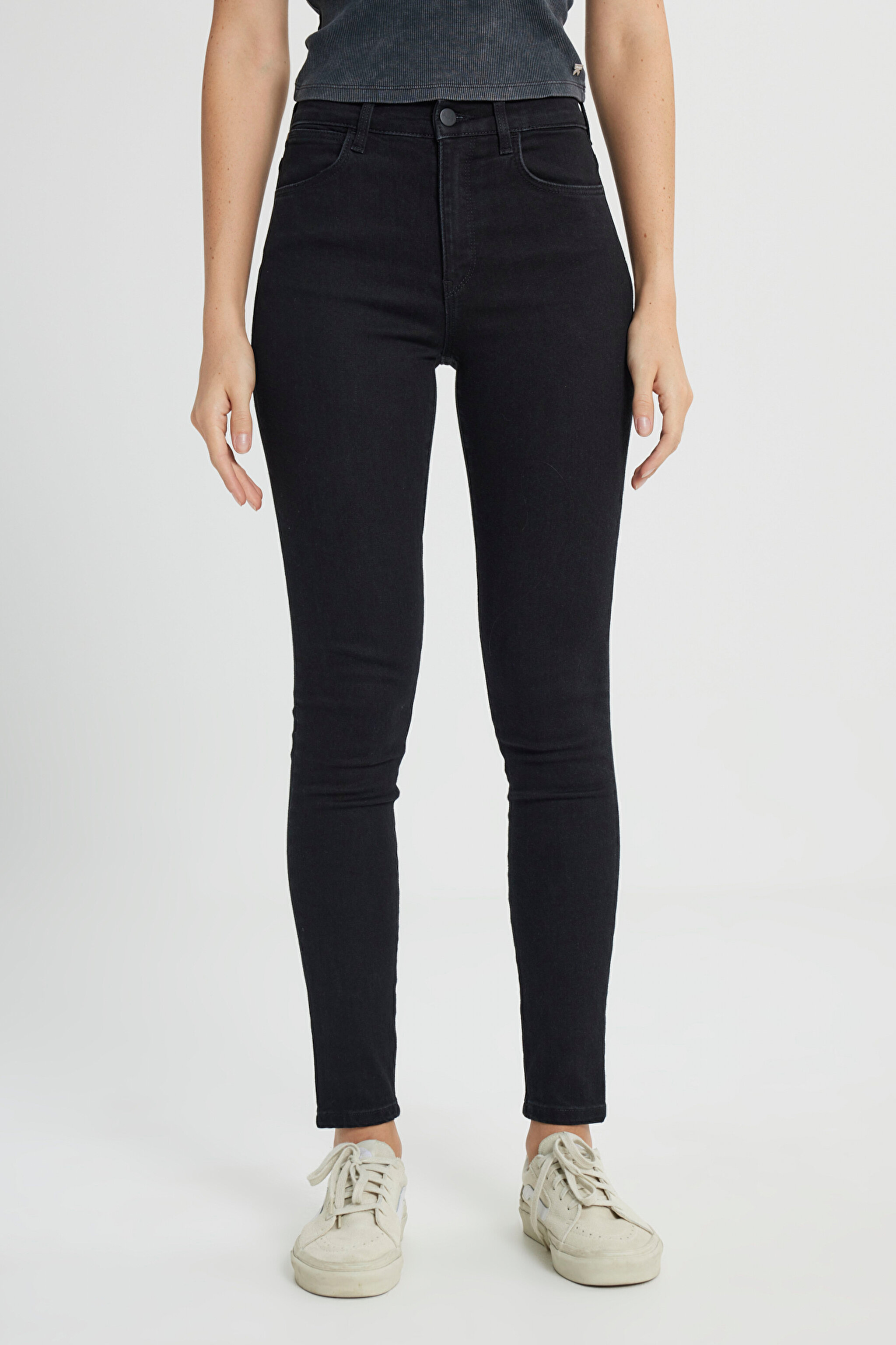 High Rise Skinny Fit Denim Esnek Yüksek Bel Jean Kot Pantolon - Black-W27HLX023 (görsel 3)