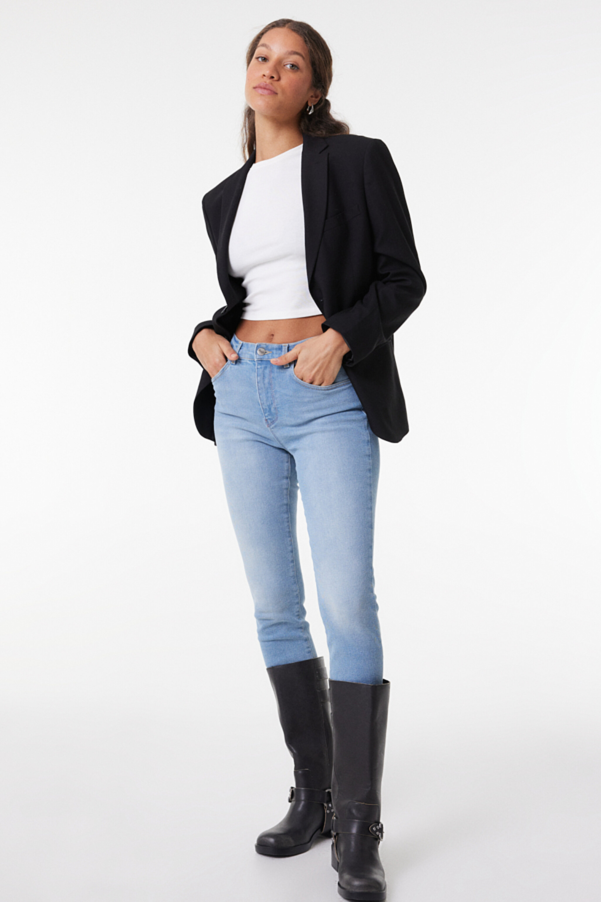 High Rise Skinny Fit Denim Esnek Yüksek Bel Jean Kot Pantolon - Light Blue-W27HZI29R (görsel 2)