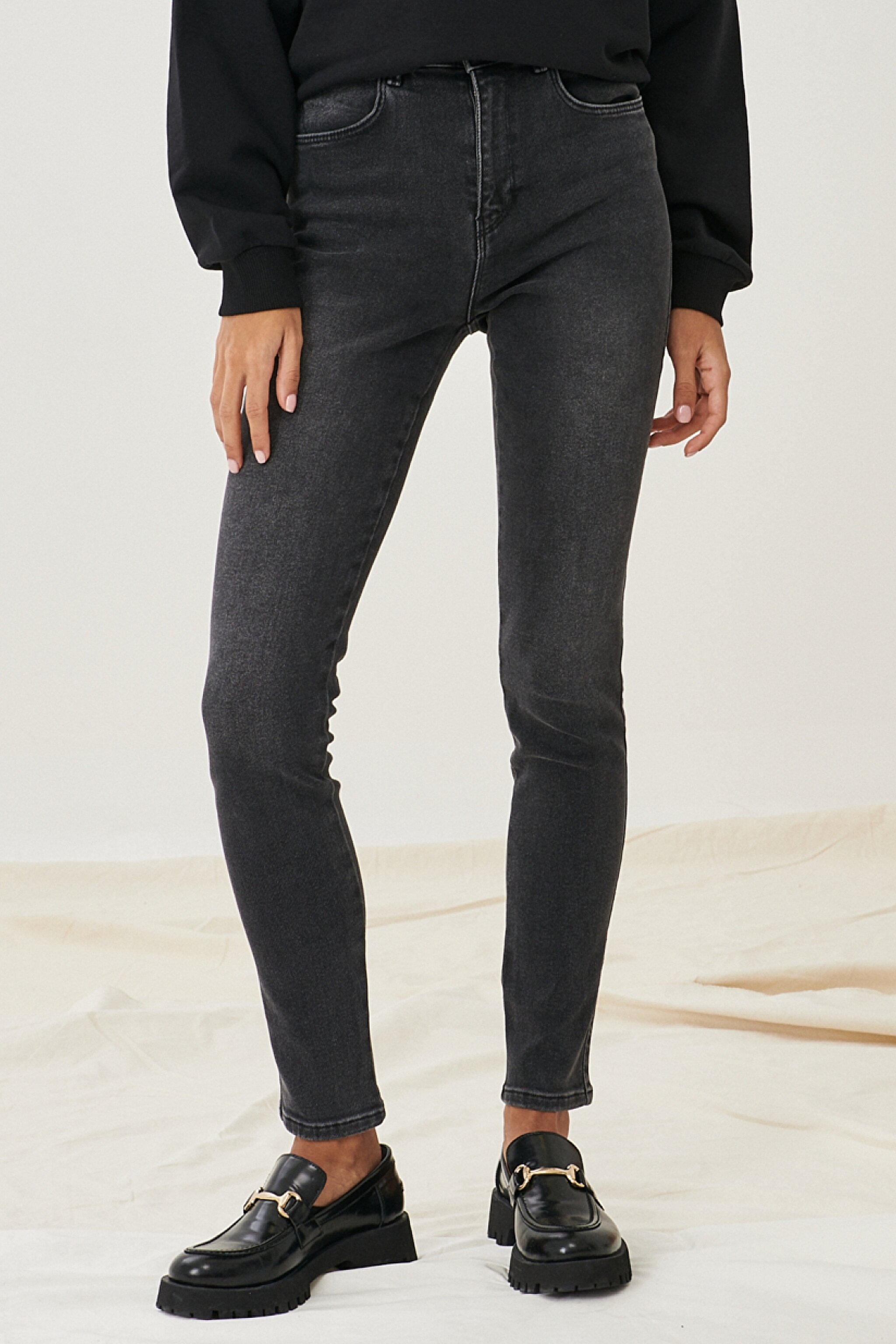 High Rise Skinny Fit Denim Esnek Yüksek Bel Jean Kot Pantolon - Anthracite-W27HZJ29K