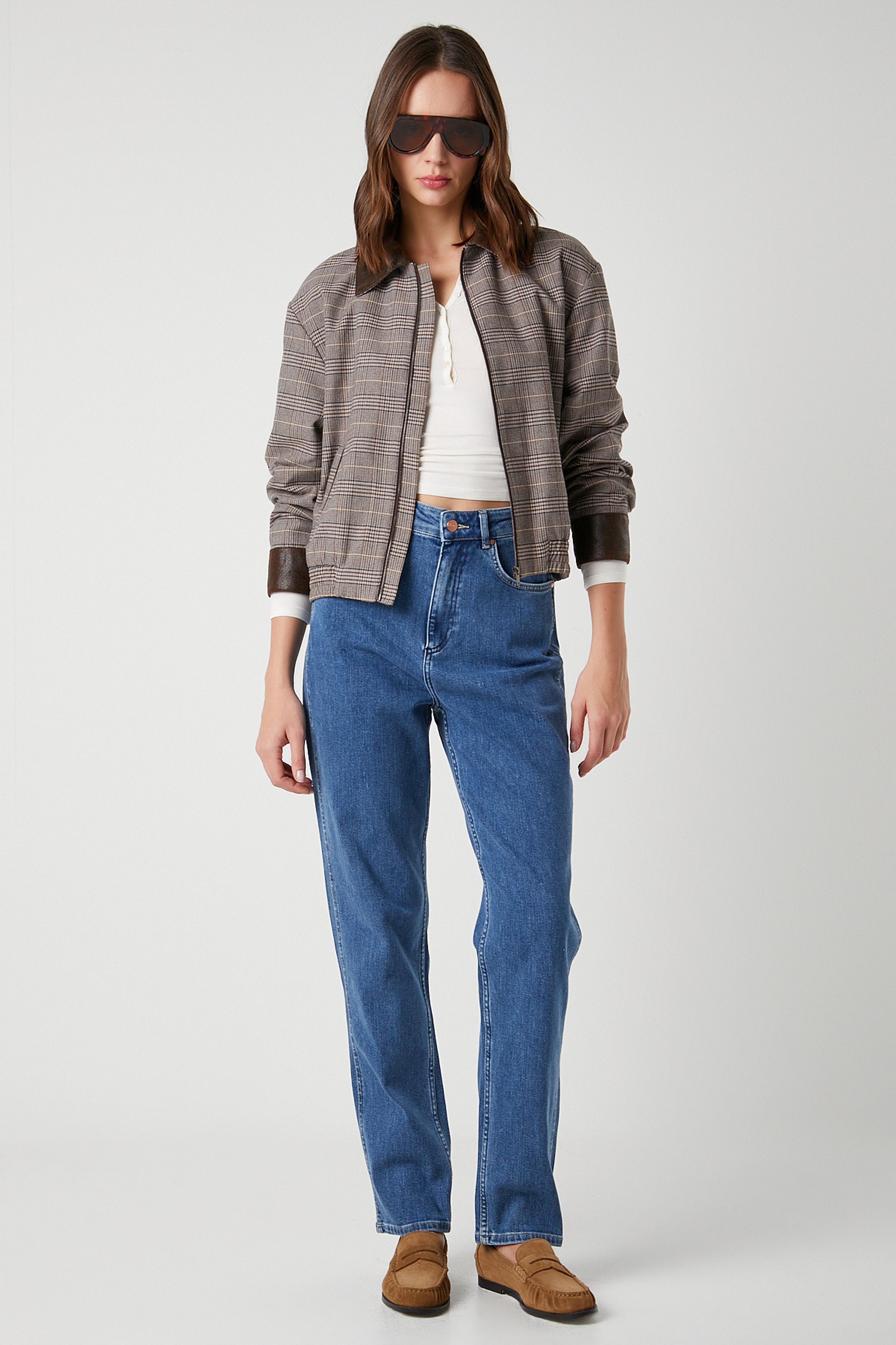 Mom Regular Fit Normal Kesim Yüksek Bel Açık Mavi Esnek Jean Kot Pantolon - Wanda-W27M68231