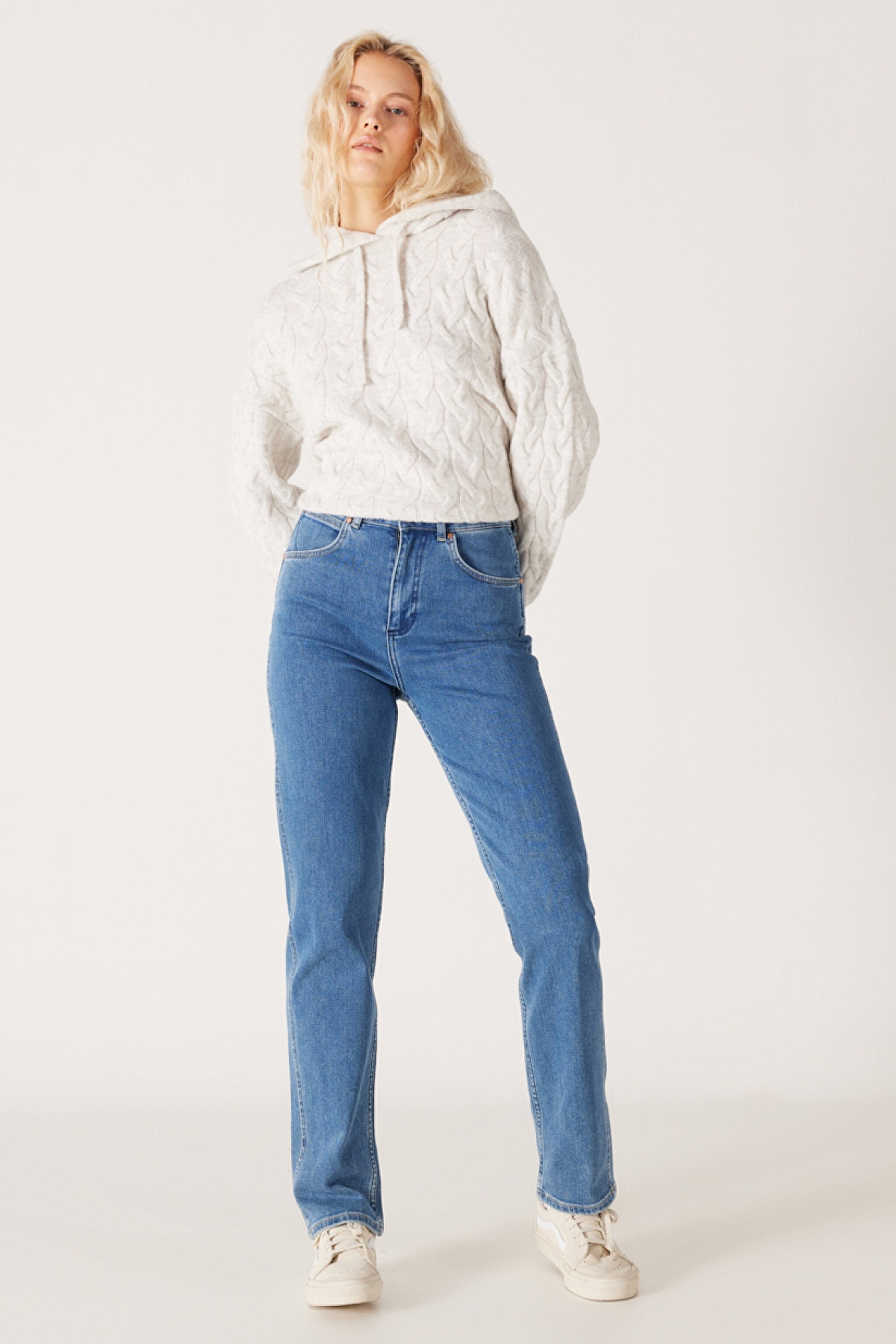 Mom Regular Fit Normal Kesim Yüksek Bel Açık Mavi Esnek Jean Kot Pantolon - Wanda-W27M68231 (görsel 5)