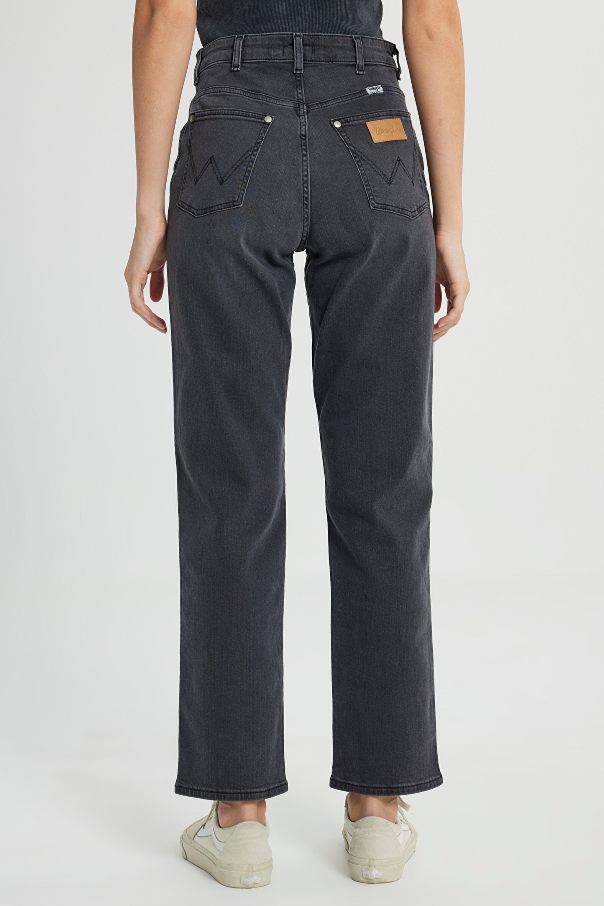Straight Fit Düz Kesim Yüksek Bel Koyu Gri Esnek Mom Jean Kot Pantolon - Heart Breaker-W27MMR496 (görsel 5)