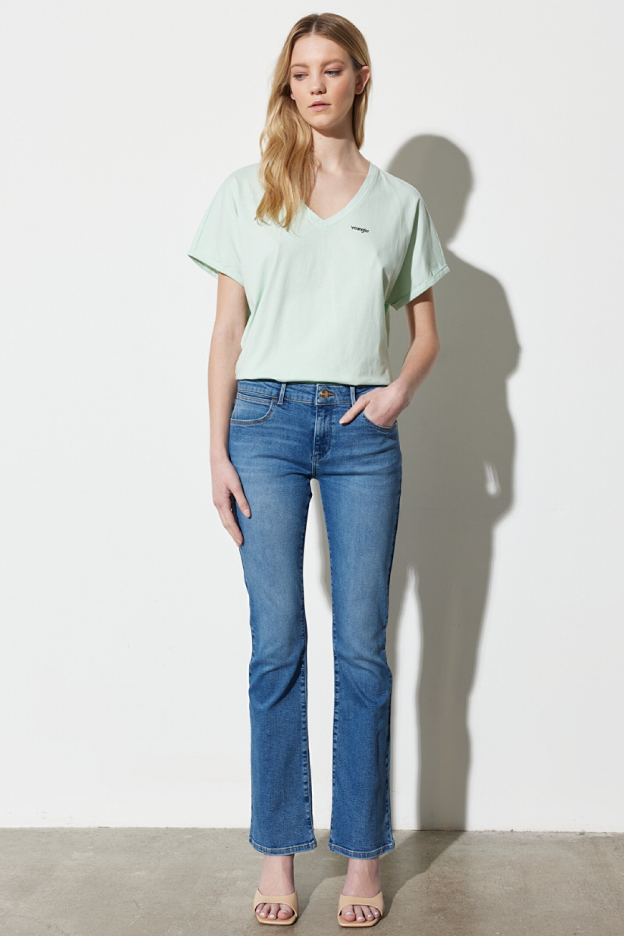 Bootcut Fit Normal Bel Bol Paça Esnek Jean Kot Pantolon - Raven-W28B4736Y (görsel 2)