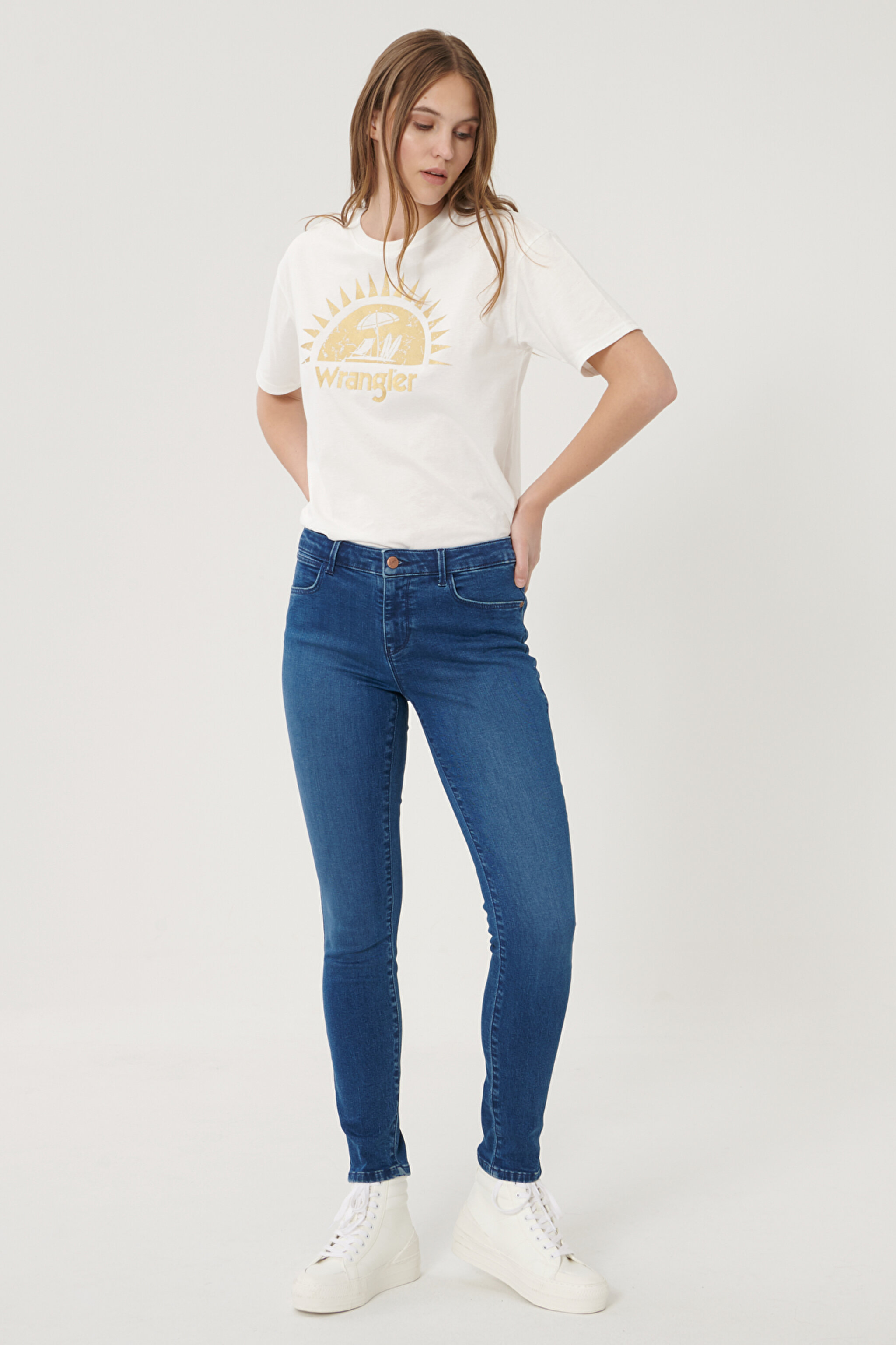 Skinny Fit Denim Esnek Jean Kot Pantolon - Mid Blue-W28KWY116 (görsel 2)