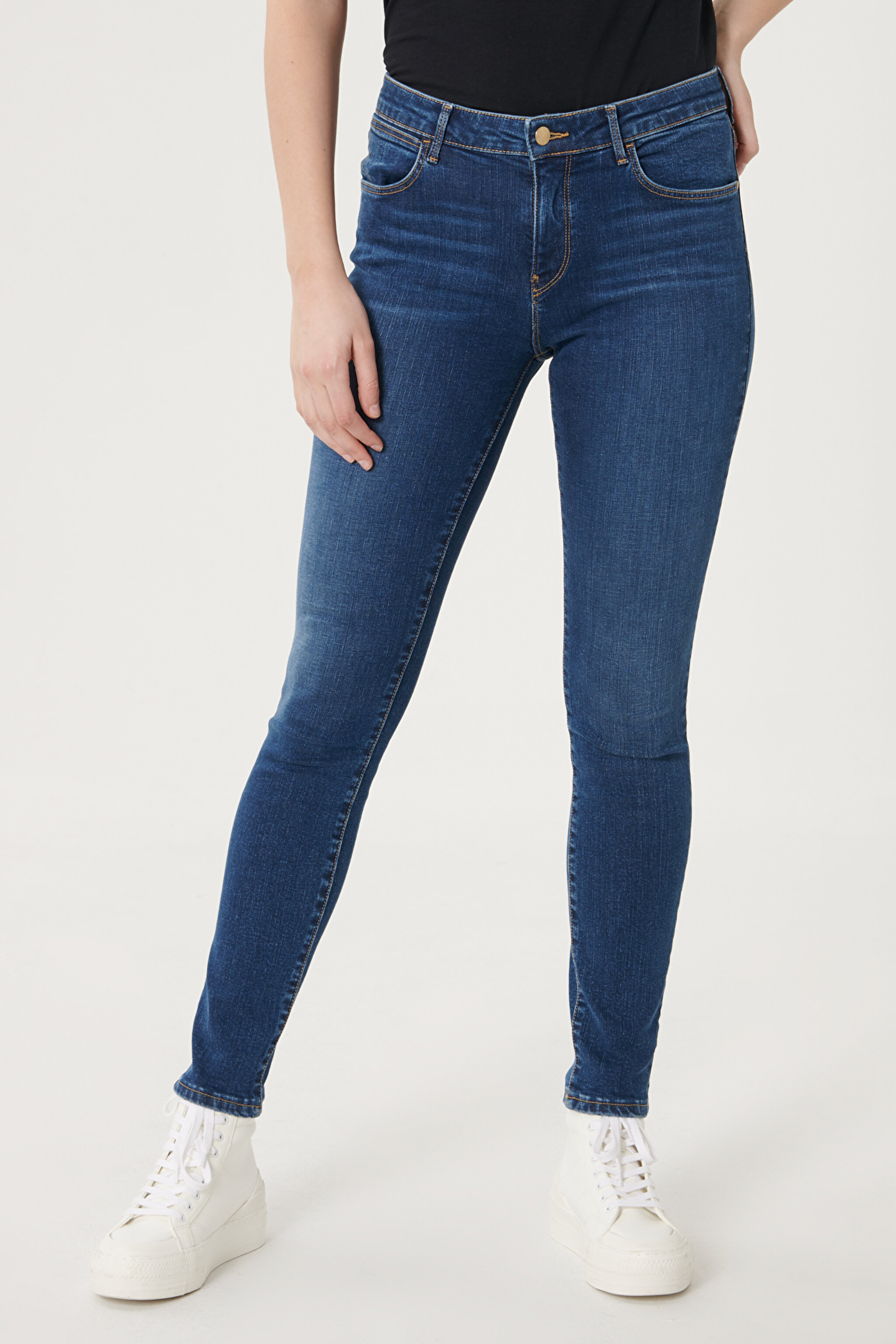Skinny Fit Denim Esnek Jean Kot Pantolon - Dark Blue-W28KX785U (görsel 2)