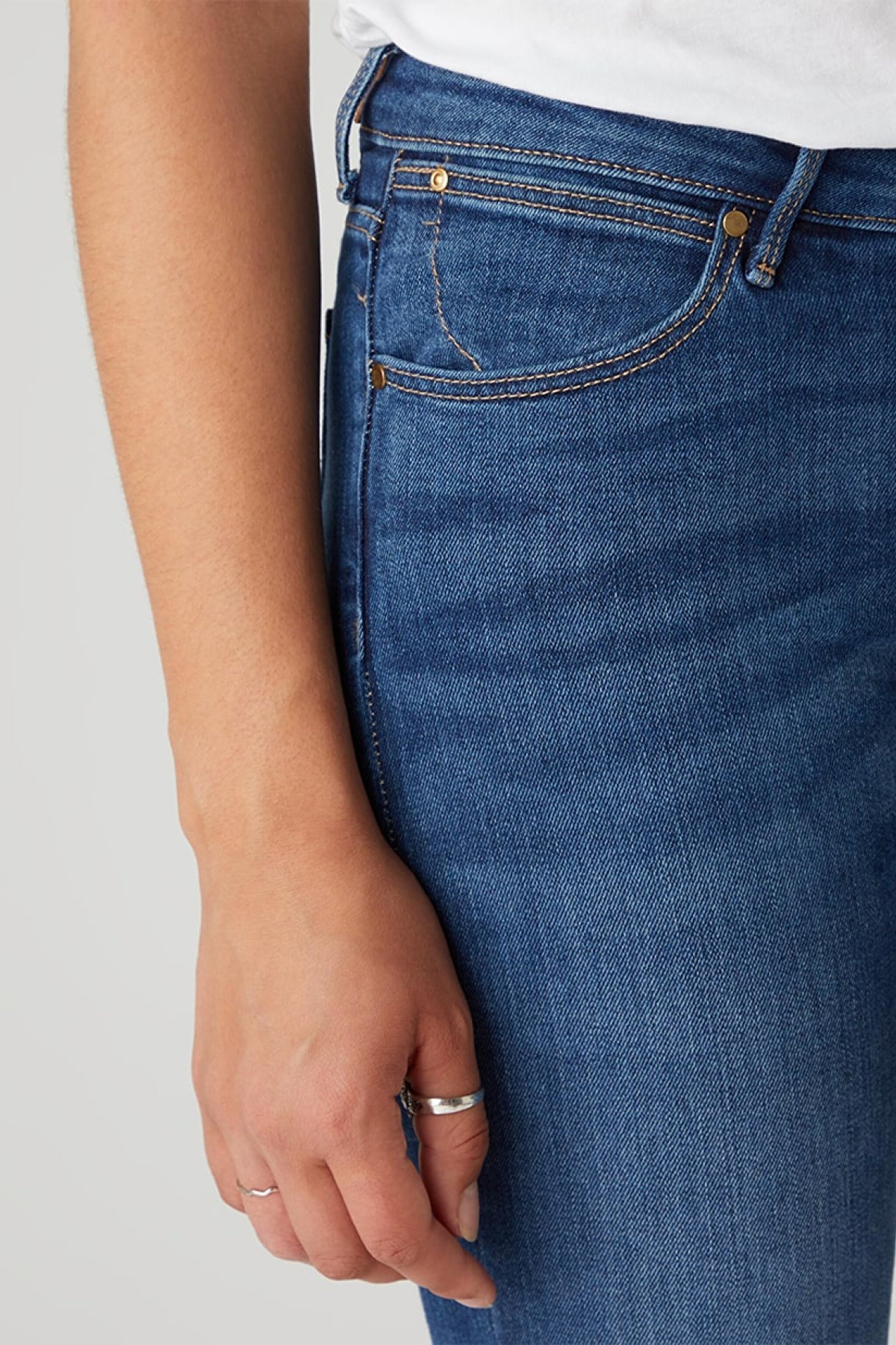 Slim Fit Dar Kesim Denim Esnek Jean Kot Pantolon - Dark Blue-W28LX785U (görsel 5)