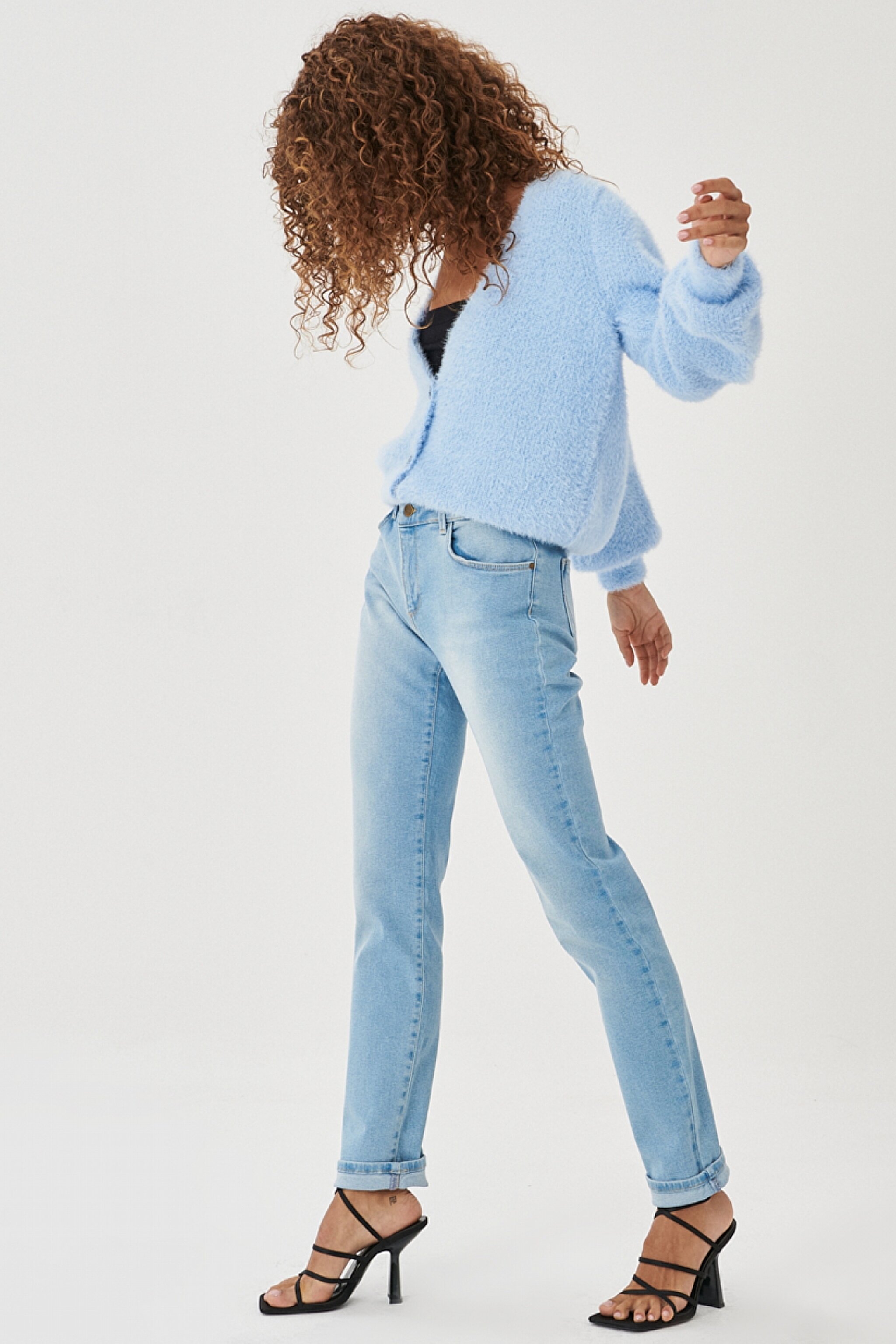 Slim Fit Dar Kesim Denim Esnek Jean Kot Pantolon - Light Blue-W28LZH280 (görsel 3)
