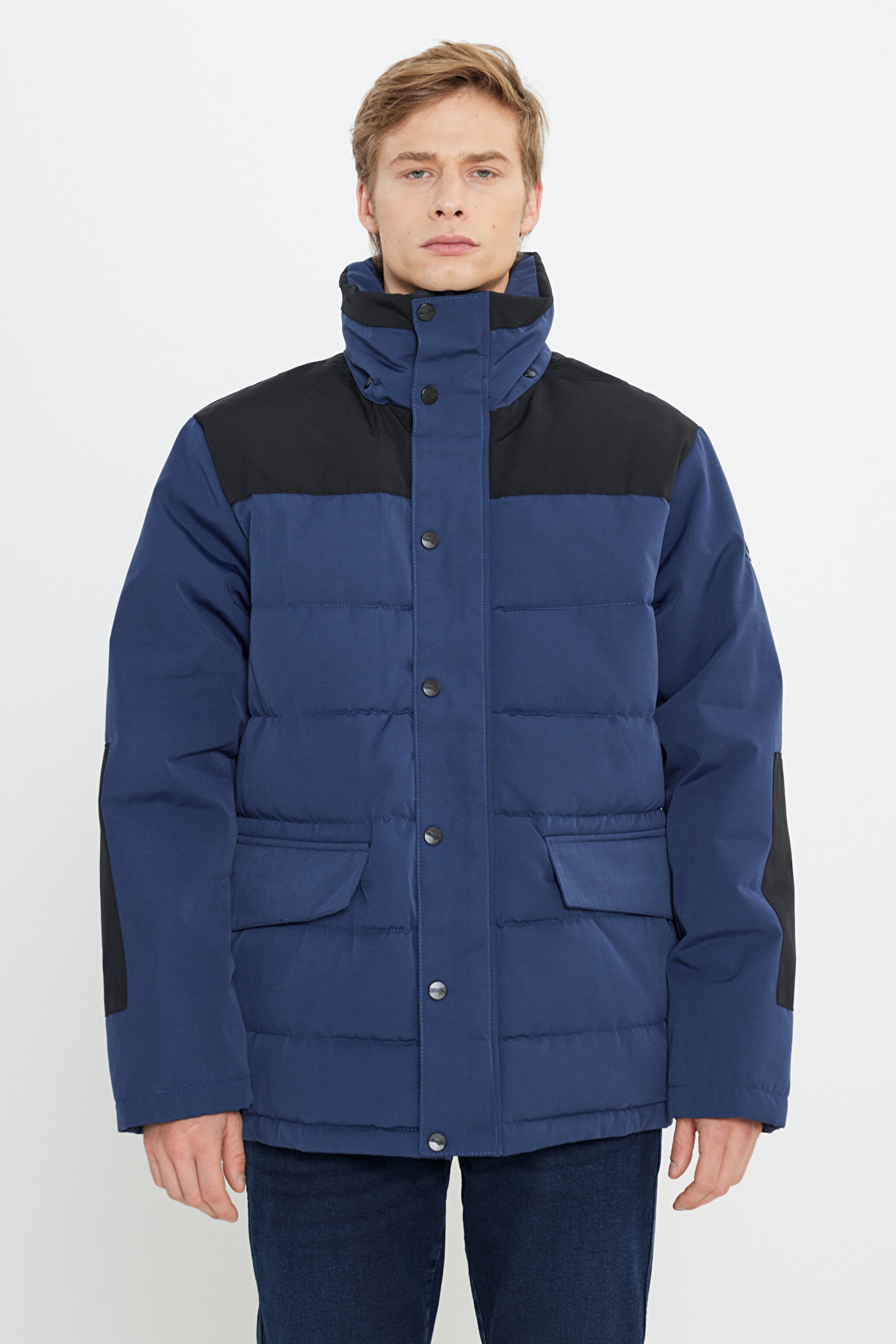 Regular Fit Normal Kesim Kapüşonlu Lacivert Şişme Mont - Navy-W2B2WW114