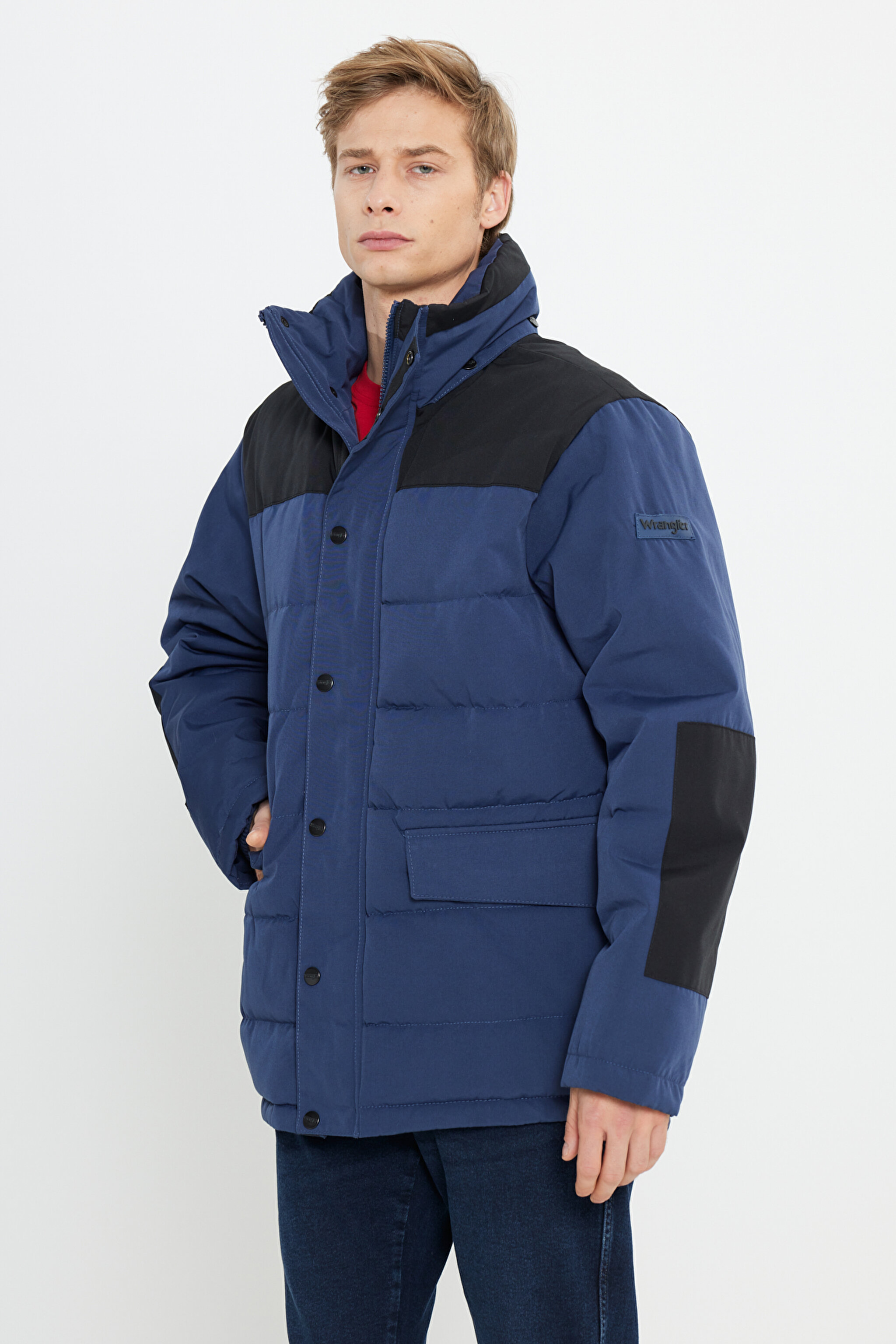 Regular Fit Normal Kesim Kapüşonlu Lacivert Şişme Mont - Navy-W2B2WW114 (görsel 2)