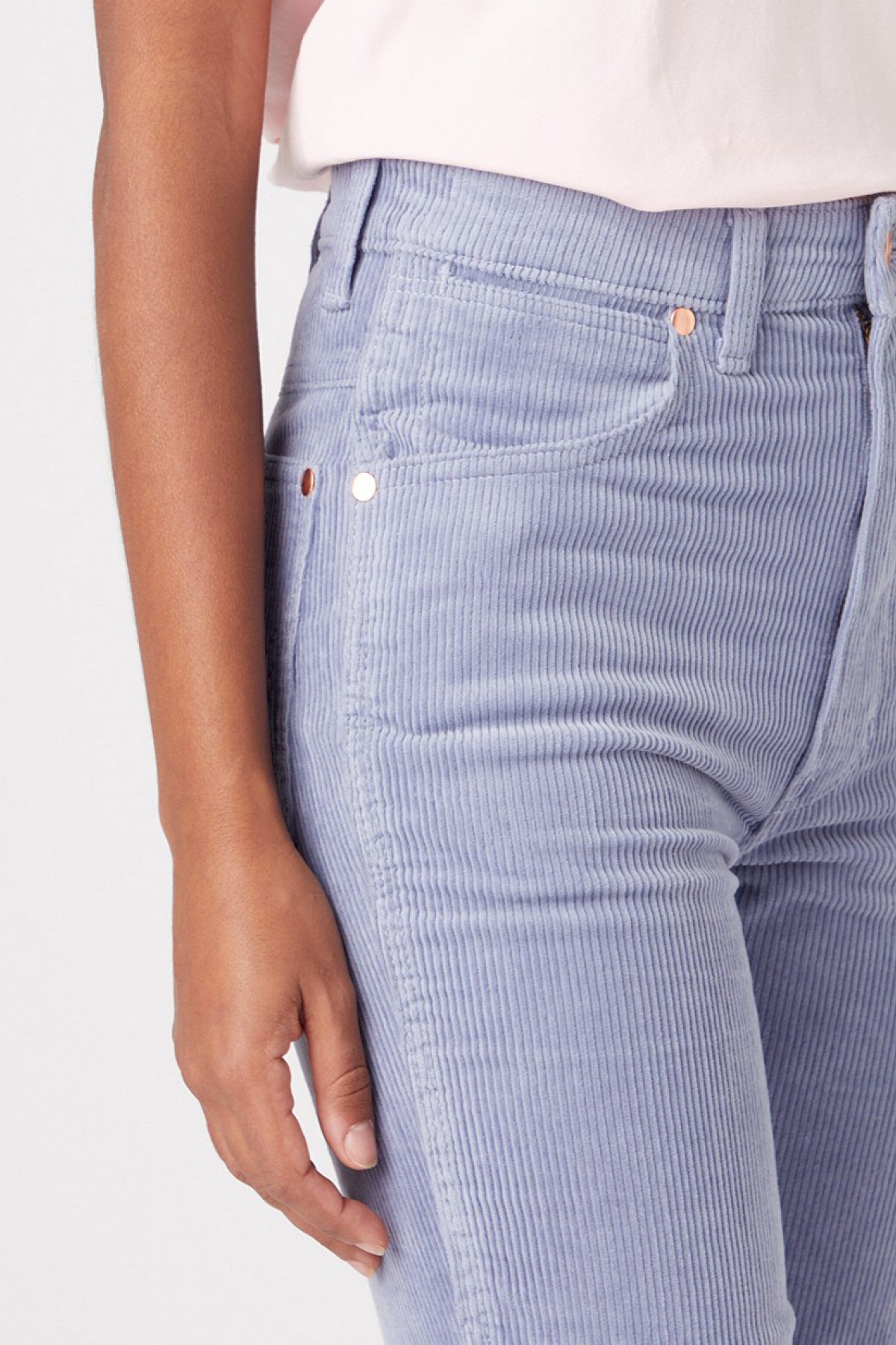 Wild West Fit Yüksek Bel Kadife Lila Esnek Pantolon - Stone Wash Blue-W2H2A2X4Q (görsel 3)