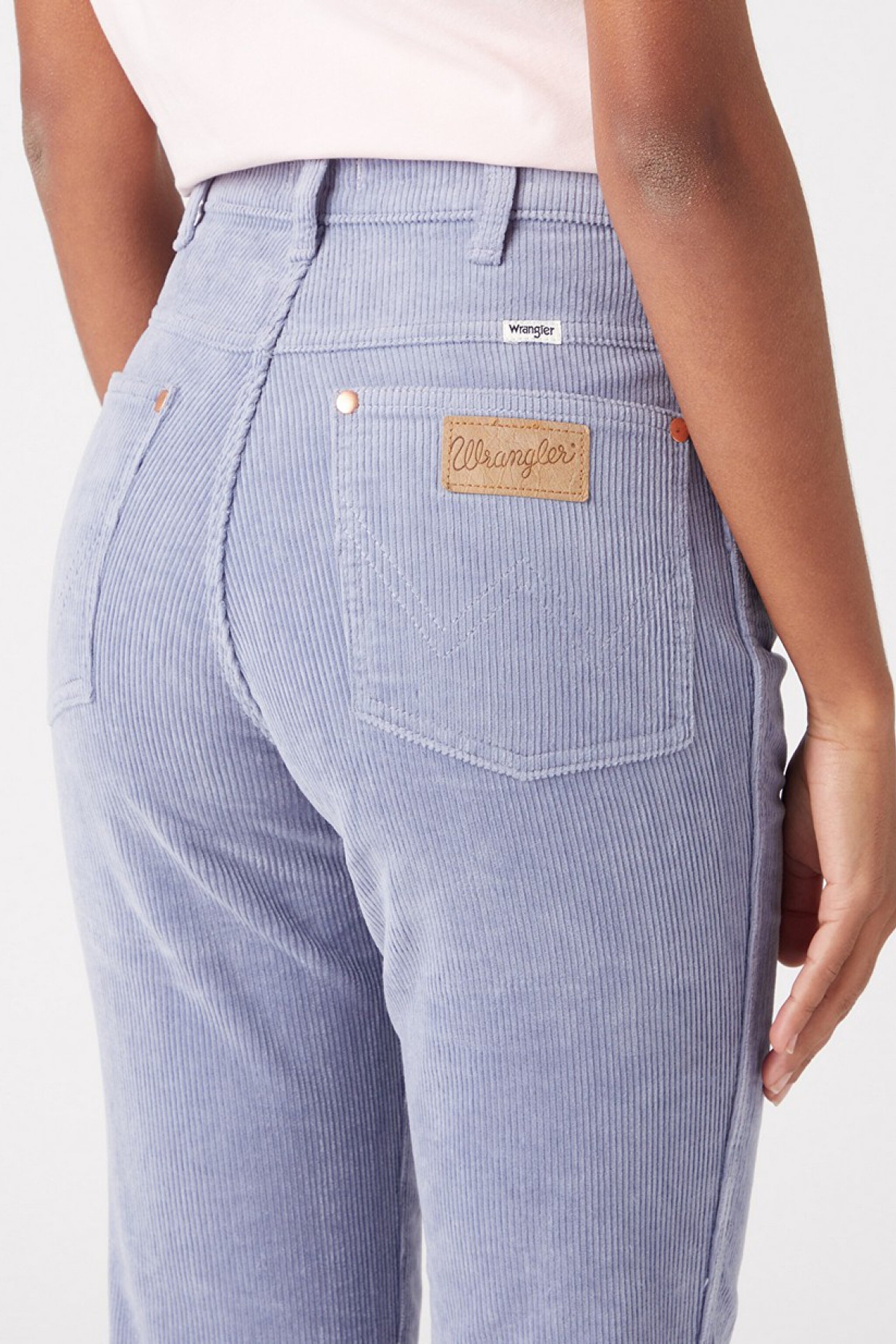 Wild West Fit Yüksek Bel Kadife Lila Esnek Pantolon - Stone Wash Blue-W2H2A2X4Q (görsel 4)
