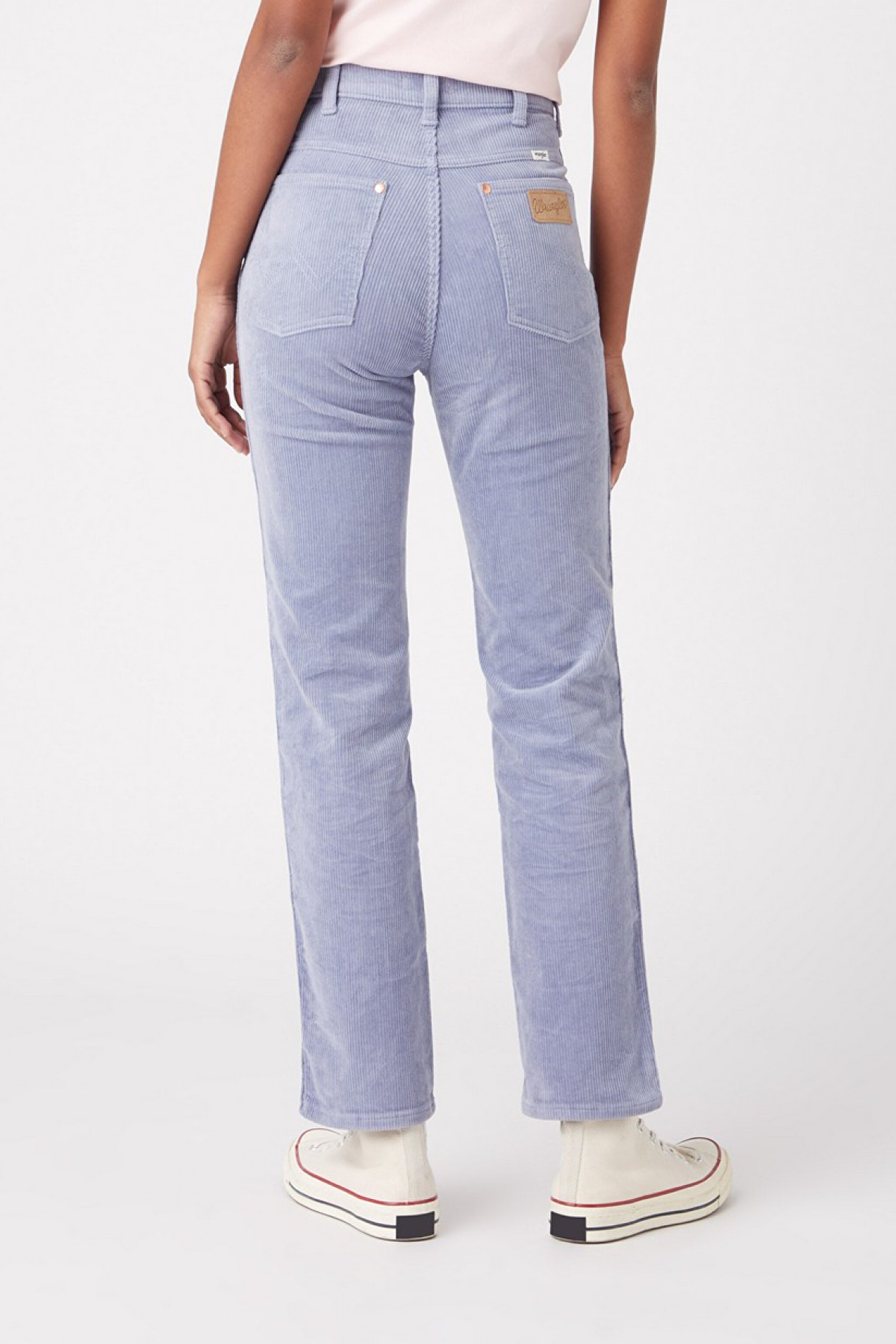 Wild West Fit Yüksek Bel Kadife Lila Esnek Pantolon - Stone Wash Blue-W2H2A2X4Q (görsel 5)