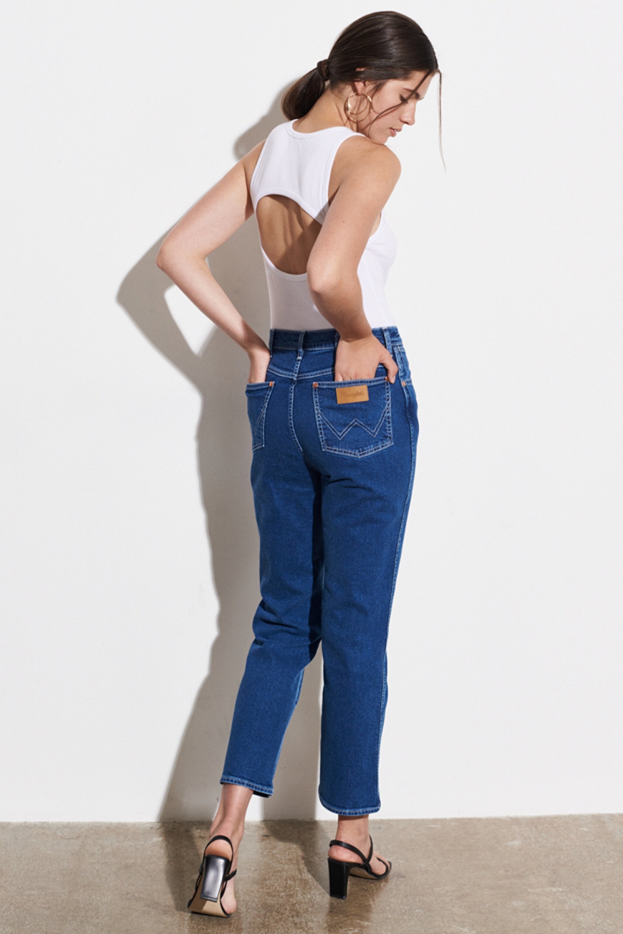 Wild West Fit Yüksek Bel Düz Paça Esnek Jean Kot Pantolon - Blue Dip-W2H2JH43G (görsel 5)