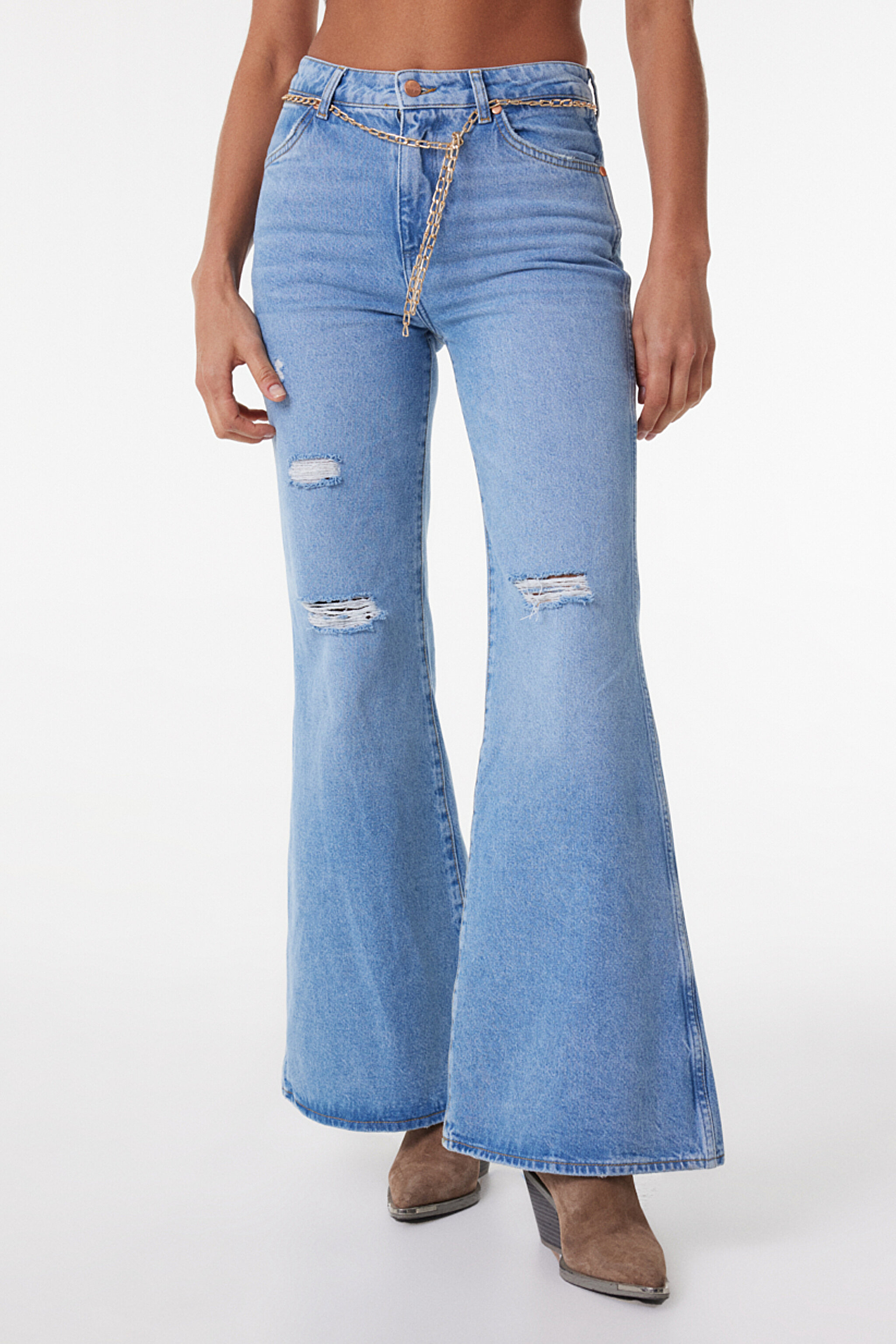 Wanderer Fit Yüksek Bel Geniş Paça Açık Mavi Jean Kot Pantolon - Good Intentions-W2H473216