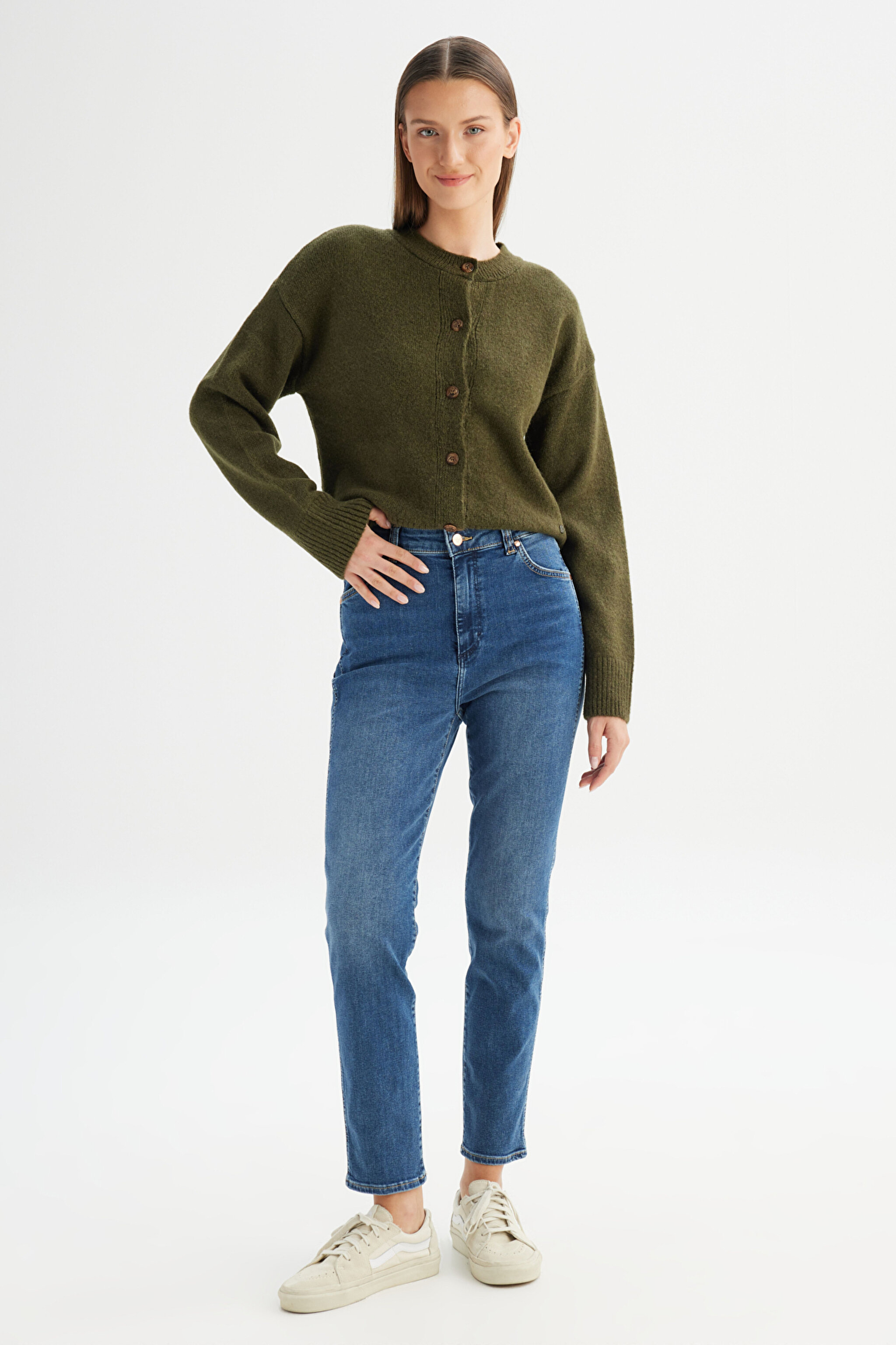 Slim Fit Dar Kesim Yüksek Bel Mavi Esnek Walker Jean Kot Pantolon - Hot In Here-W2HCMQ478 (görsel 3)