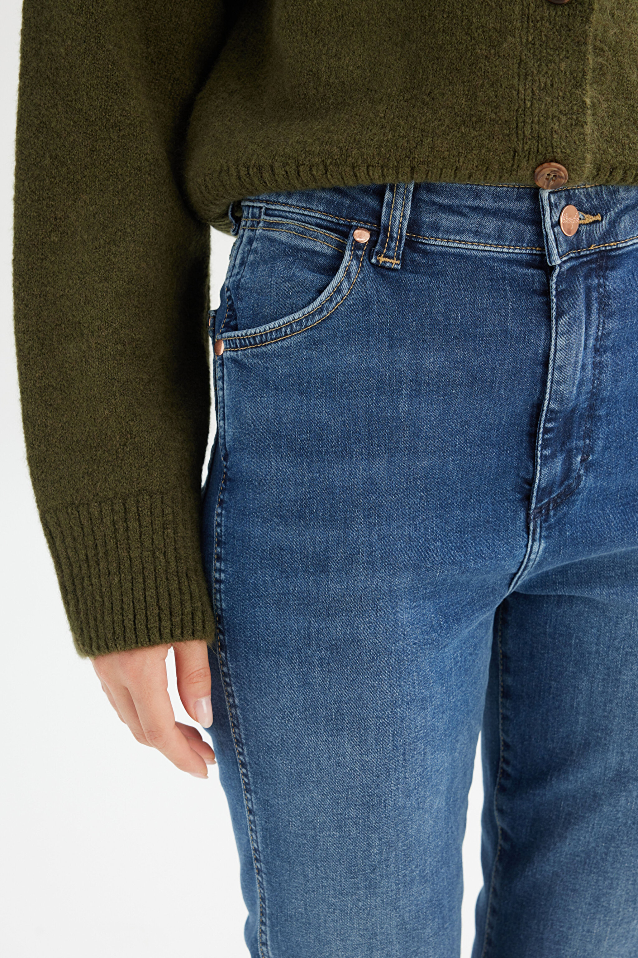 Slim Fit Dar Kesim Yüksek Bel Mavi Esnek Walker Jean Kot Pantolon - Hot In Here-W2HCMQ478 (görsel 4)