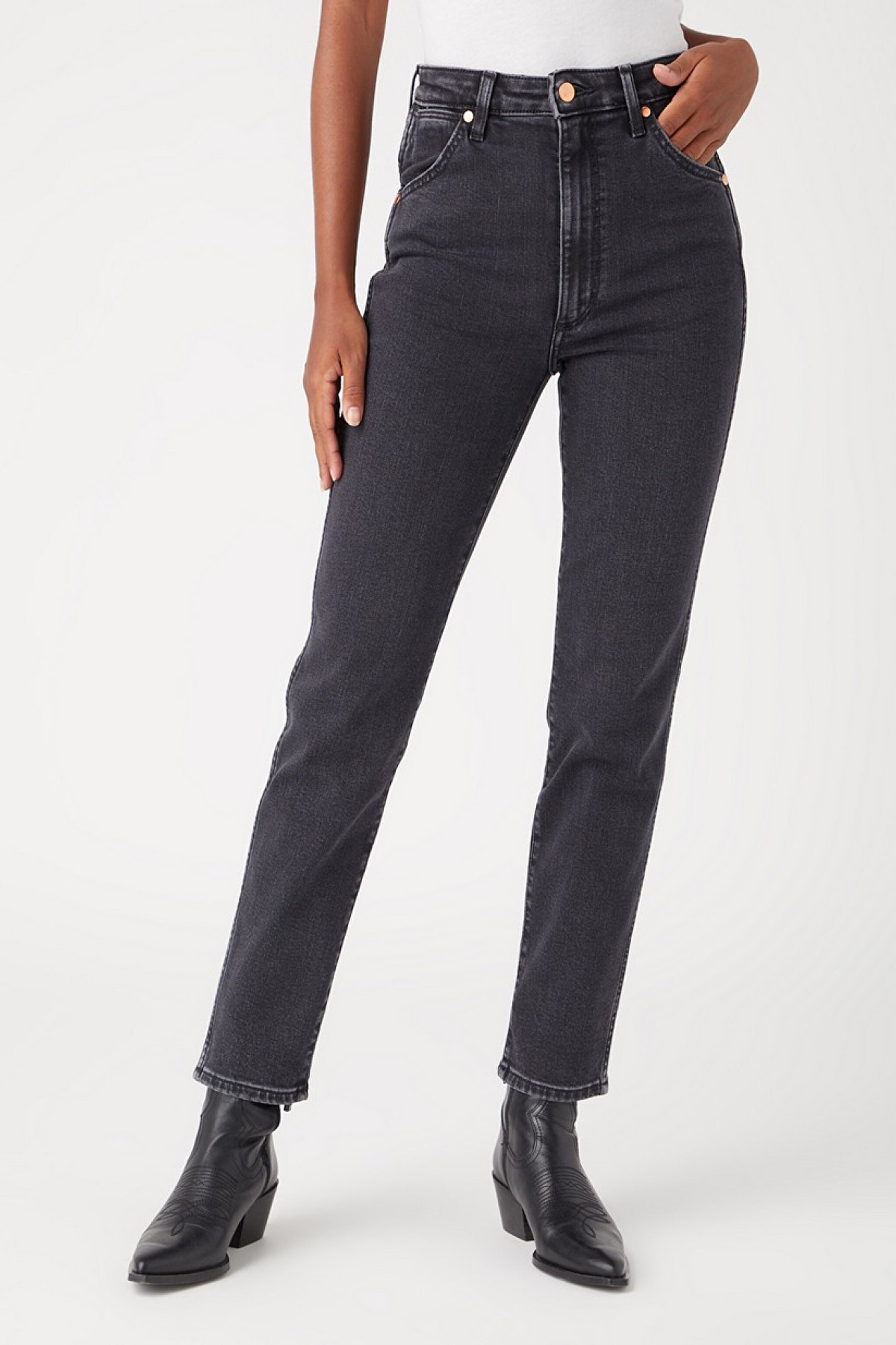 Slim Fit Dar Kesim Yüksek Bel Siyah Esnek Walker Jean Denim Kot Pantolon