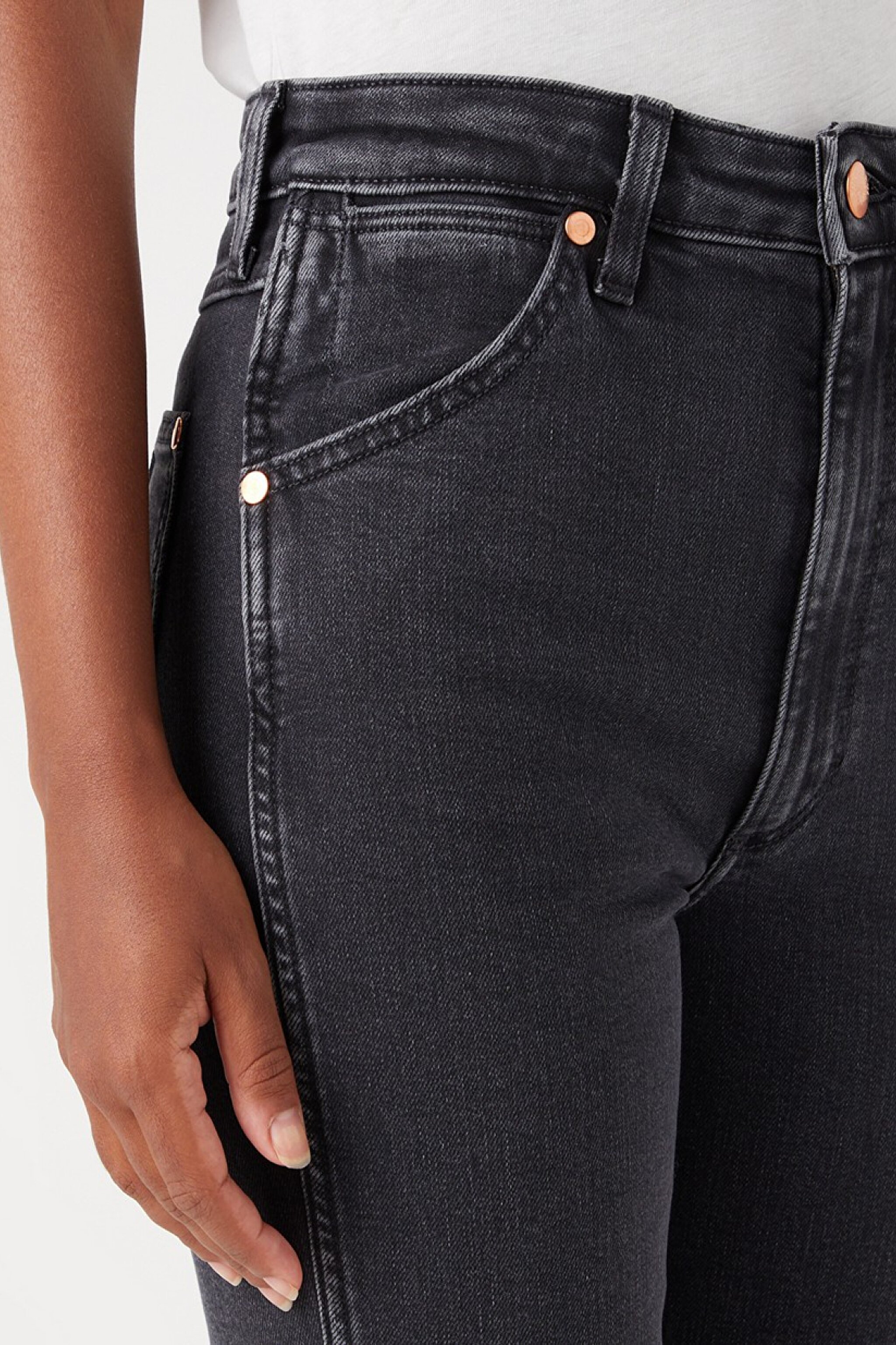 Slim Fit Dar Kesim Yüksek Bel Siyah Esnek Walker Jean Denim Kot Pantolon - Black-W2HCMR471 (görsel 3)