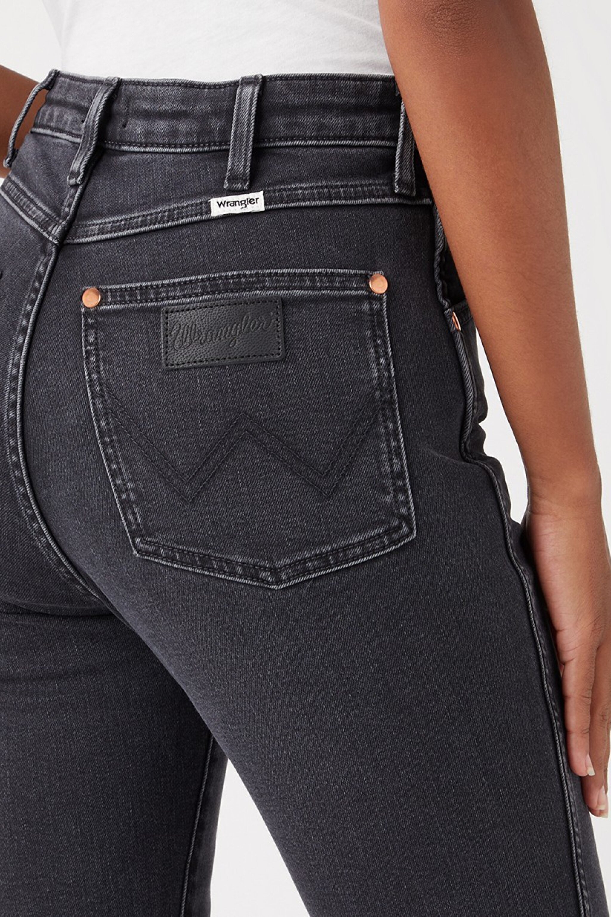 Slim Fit Dar Kesim Yüksek Bel Siyah Esnek Walker Jean Denim Kot Pantolon - Black-W2HCMR471 (görsel 4)