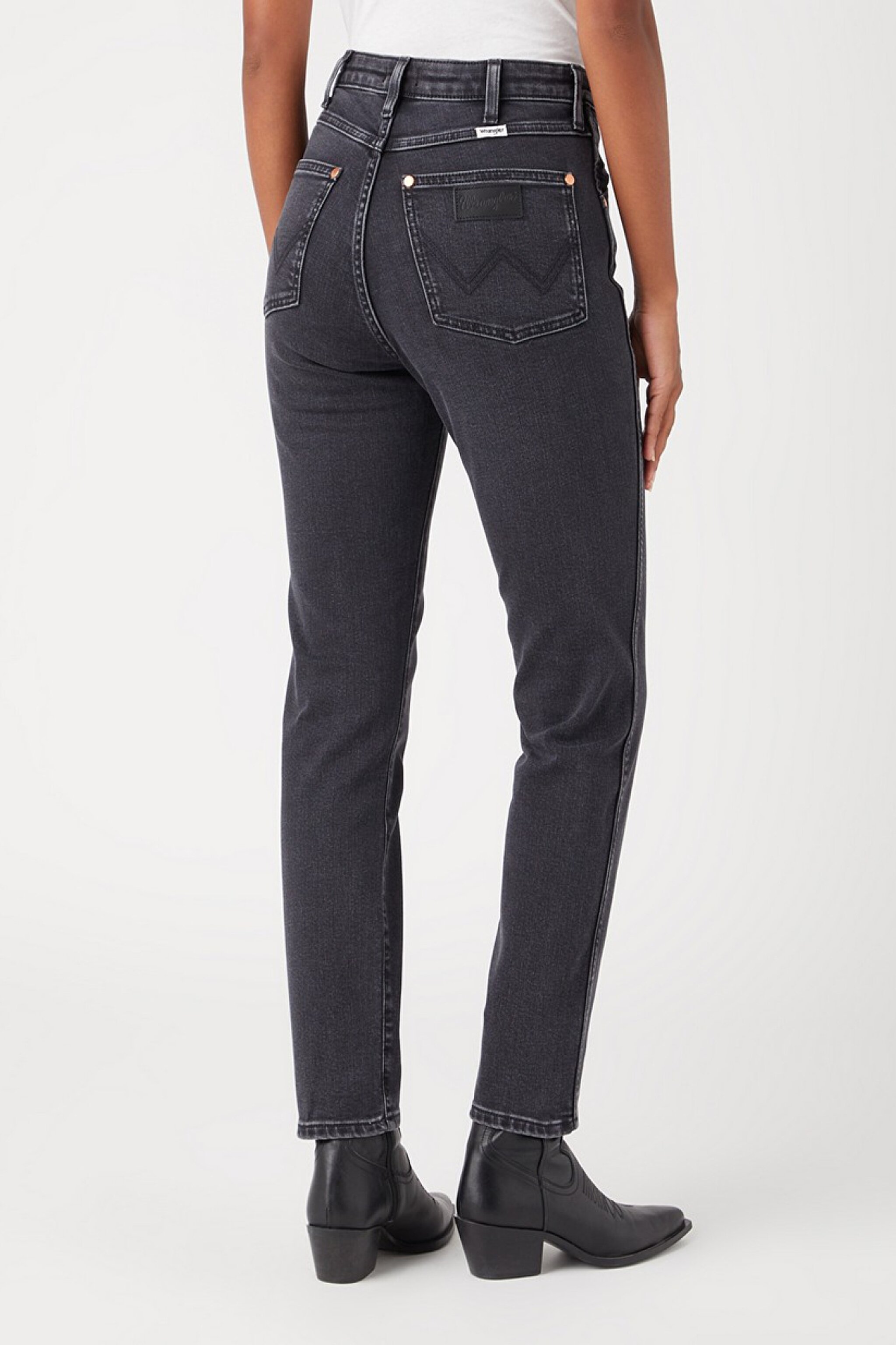 Slim Fit Dar Kesim Yüksek Bel Siyah Esnek Walker Jean Denim Kot Pantolon - Black-W2HCMR471 (görsel 5)