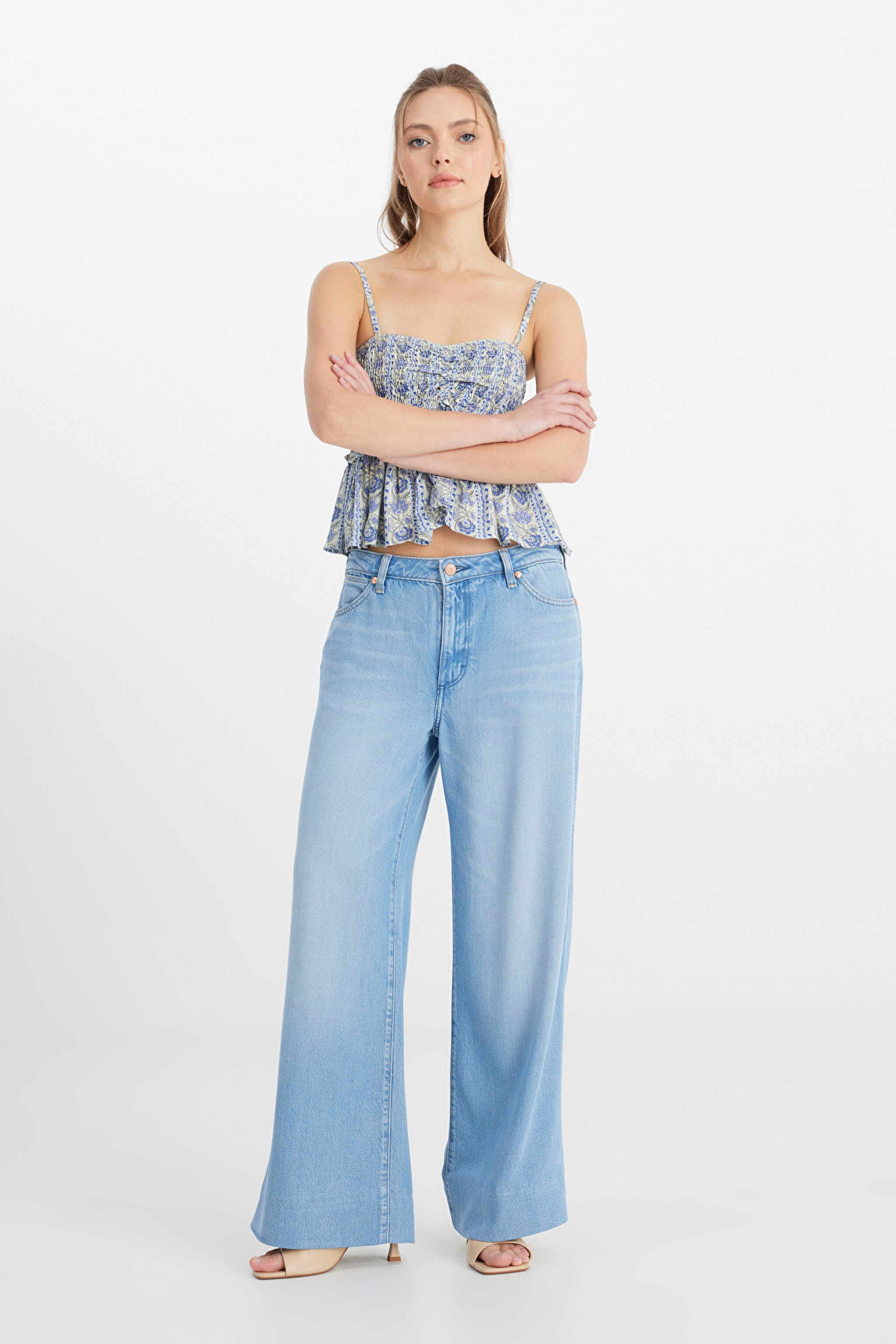 Wide Leg Fit Yüksek Bel Geniş Paça Mavi Jean Kot Pantolon - Promises Kept-W2HD205280F09 (görsel 2)