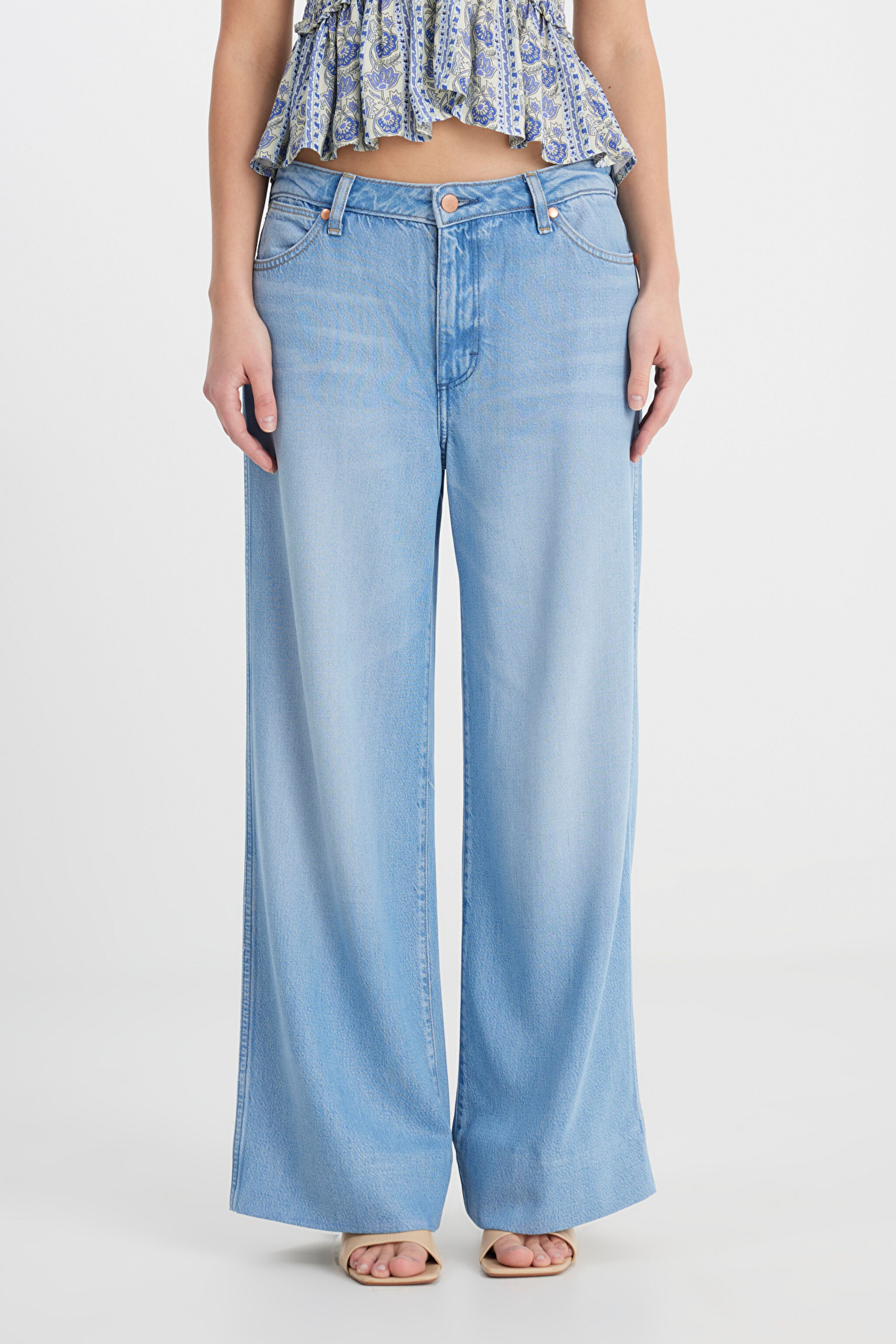 Wide Leg Fit Yüksek Bel Geniş Paça Mavi Jean Kot Pantolon - Promises Kept-W2HD205280F09 (görsel 5)
