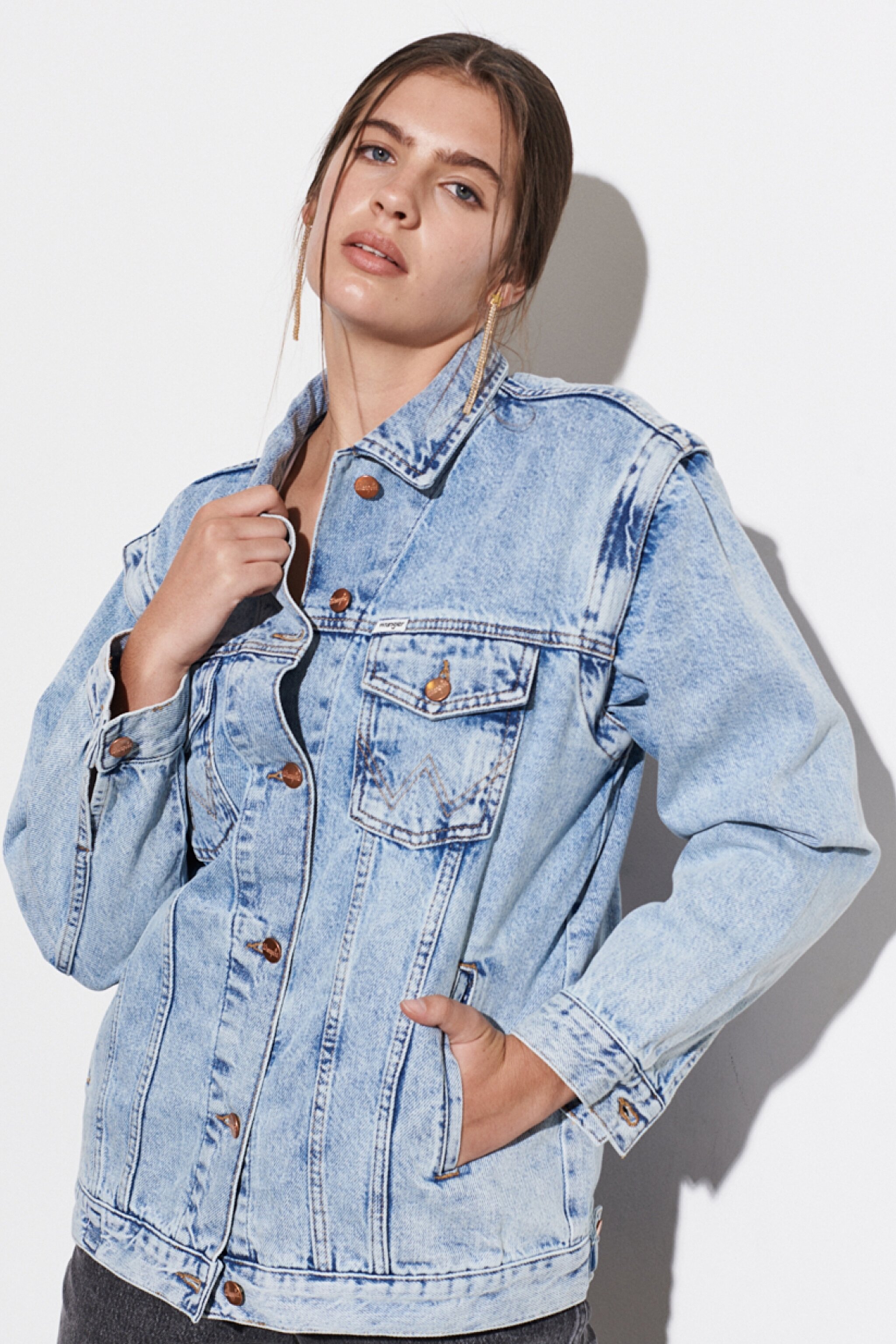 Regular Fit Normal Kesim Açık Mavi Trucker Jean Kot Ceket