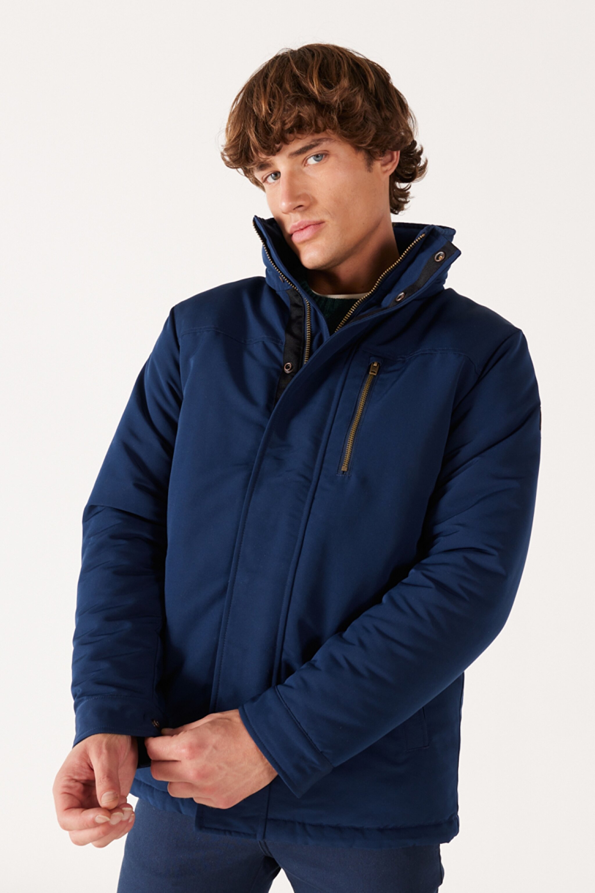Regular Fit Normal Kesim Kapüşonlu Lacivert Parka
