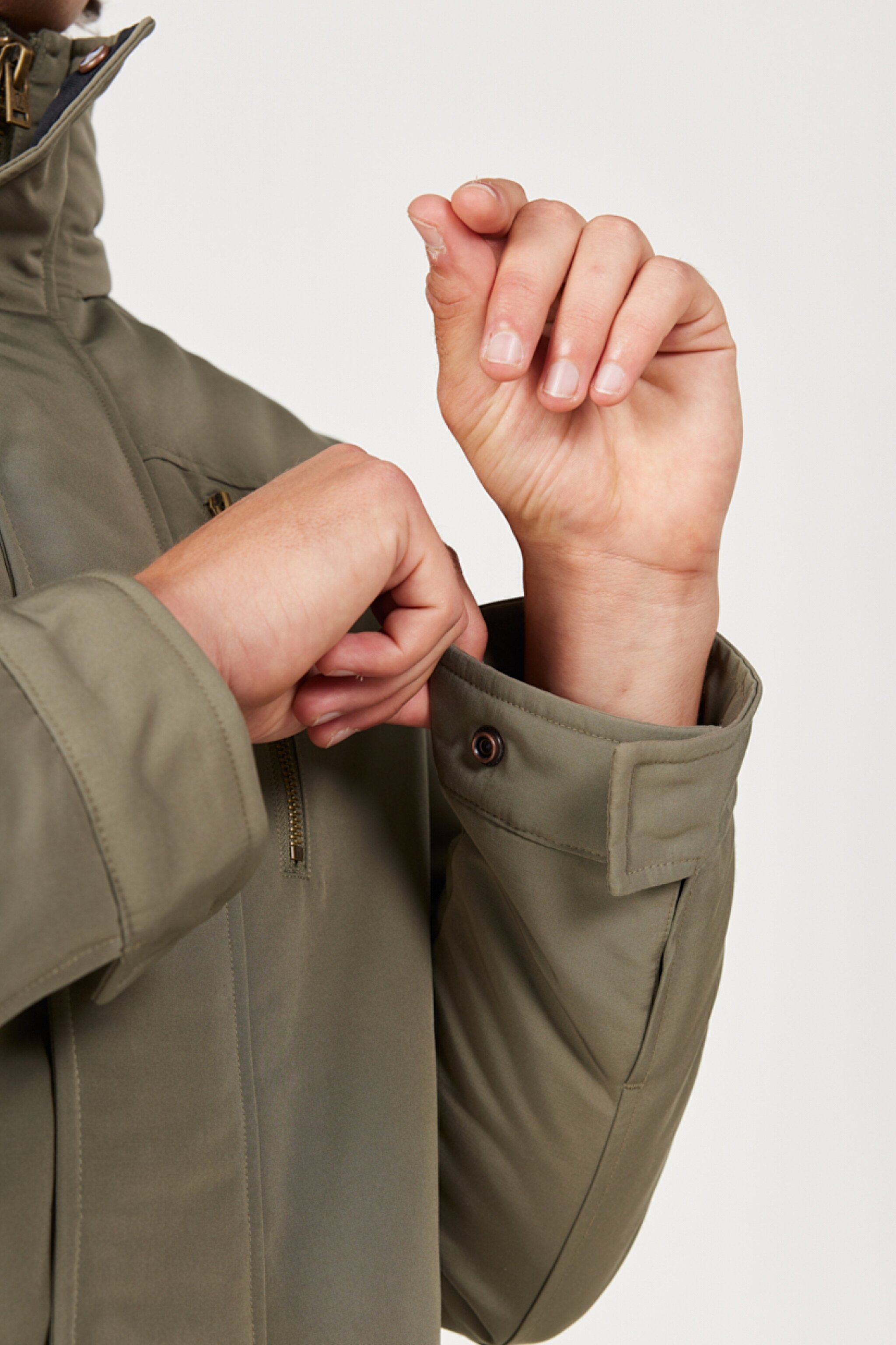 Regular Fit Normal Kesim Kapüşonlu Yeşil Parka - Dusty Olive-W40BWWX45 (görsel 6)