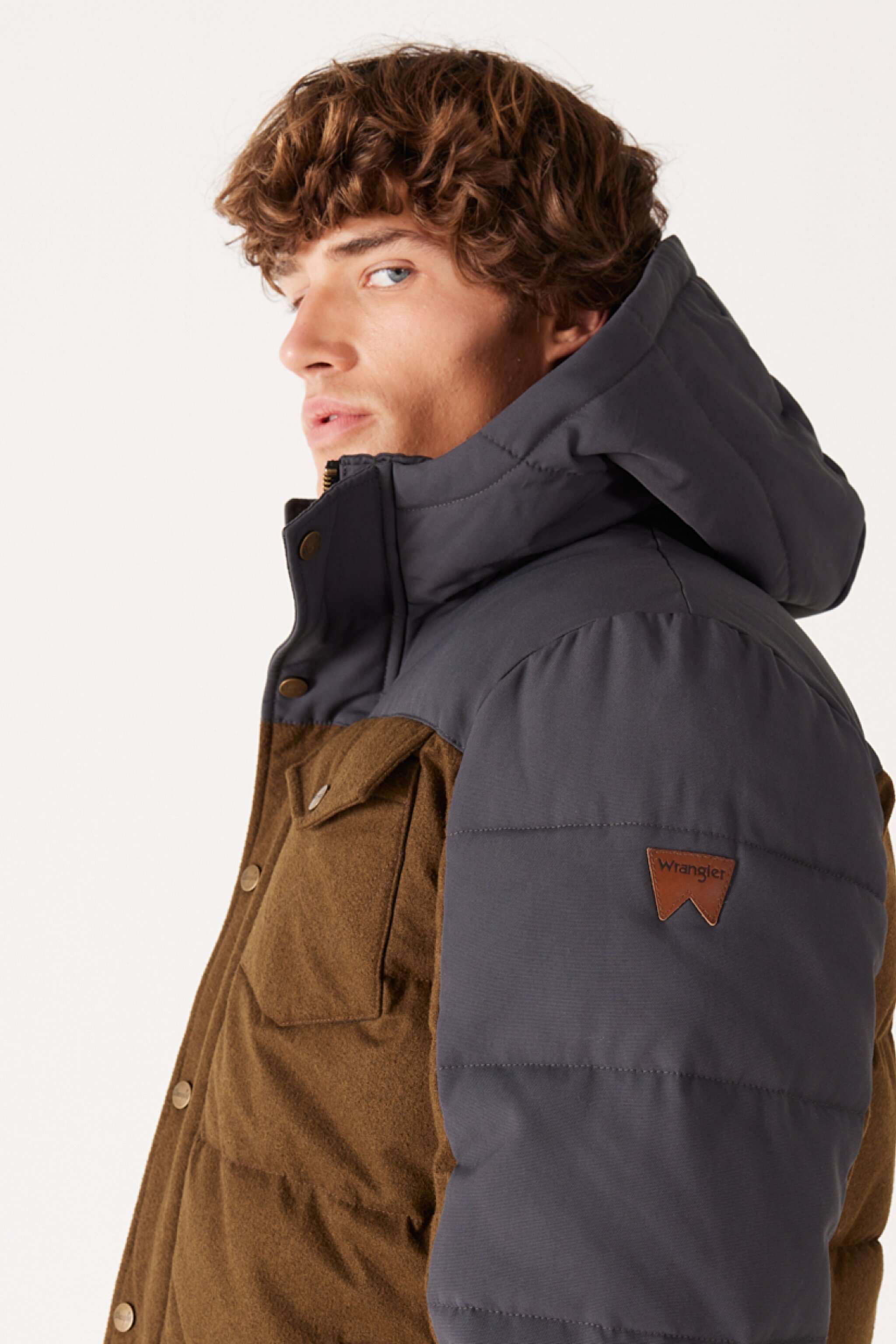 Regular Fit Normal Kesim Kapüşonlu Gri Şişme Mont - Faded Black-W40LWPXV6 (görsel 5)