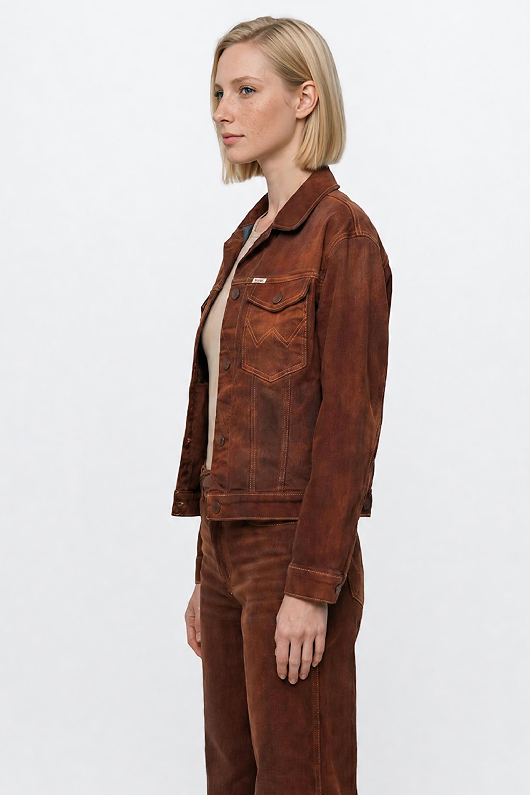 Pamuklu Relaxed Fit Rahat Kesim Gömlek Yaka Cepli Ceket - Cinnamon Chill-W42P210349991 (görsel 4)
