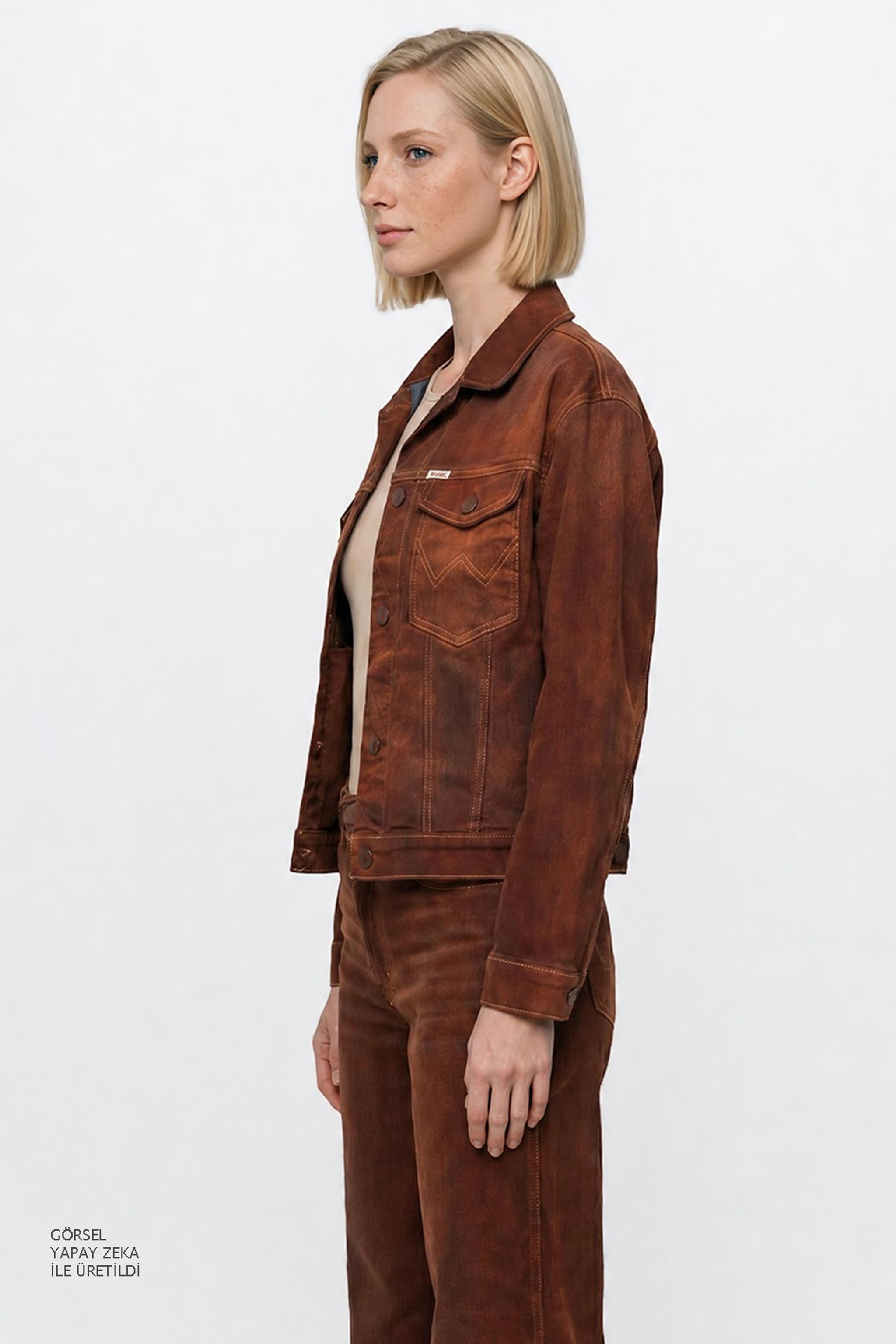 Pamuklu Relaxed Fit Rahat Kesim Gömlek Yaka Cepli Ceket - Cinnamon Chill-W42P210349991 (görsel 4)