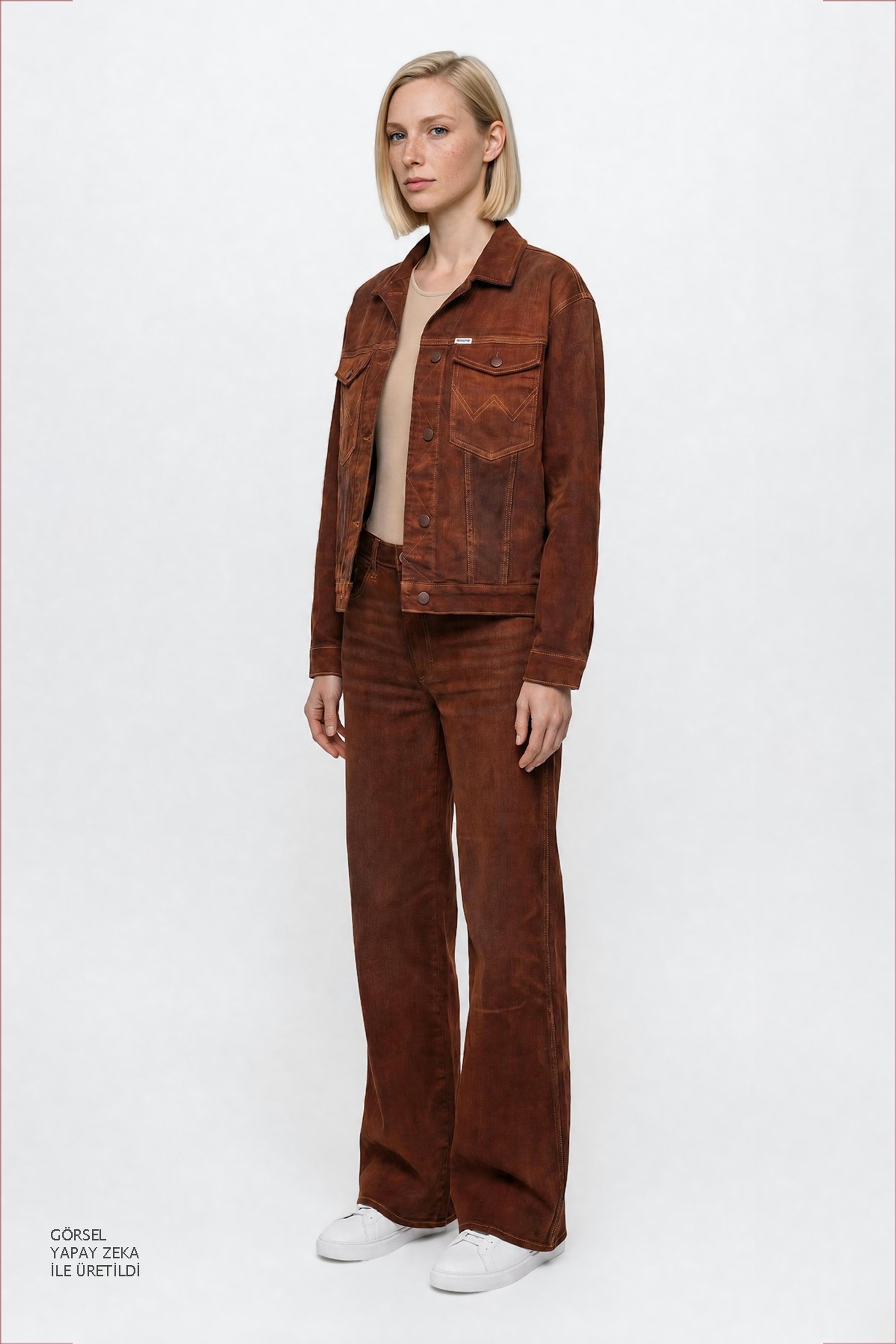 Pamuklu Relaxed Fit Rahat Kesim Gömlek Yaka Cepli Ceket - Cinnamon Chill-W42P210349991 (görsel 5)