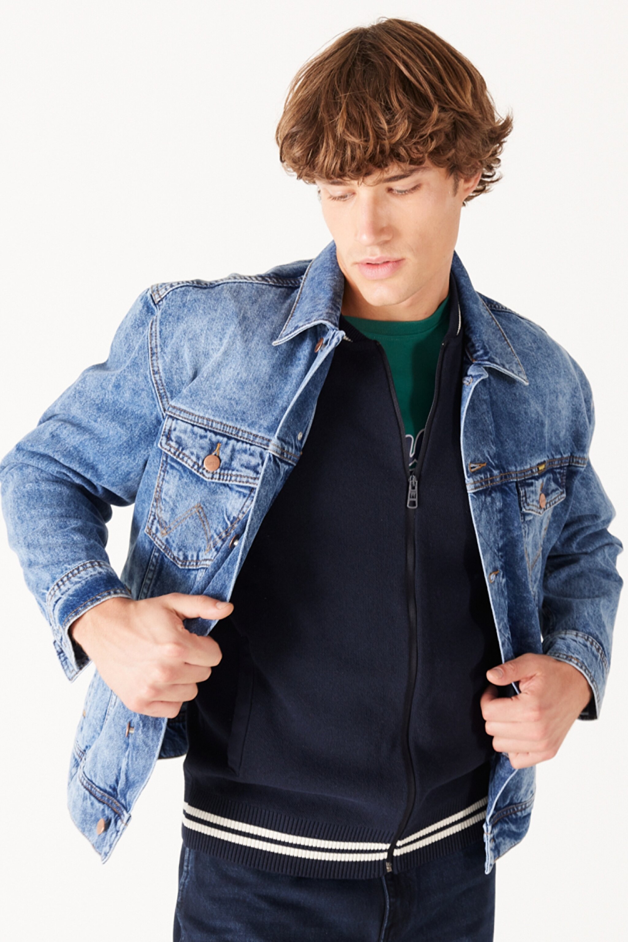 Regular Fit Normal Kesim %100 Pamuk Denim Ceket - Blue-W459SF667