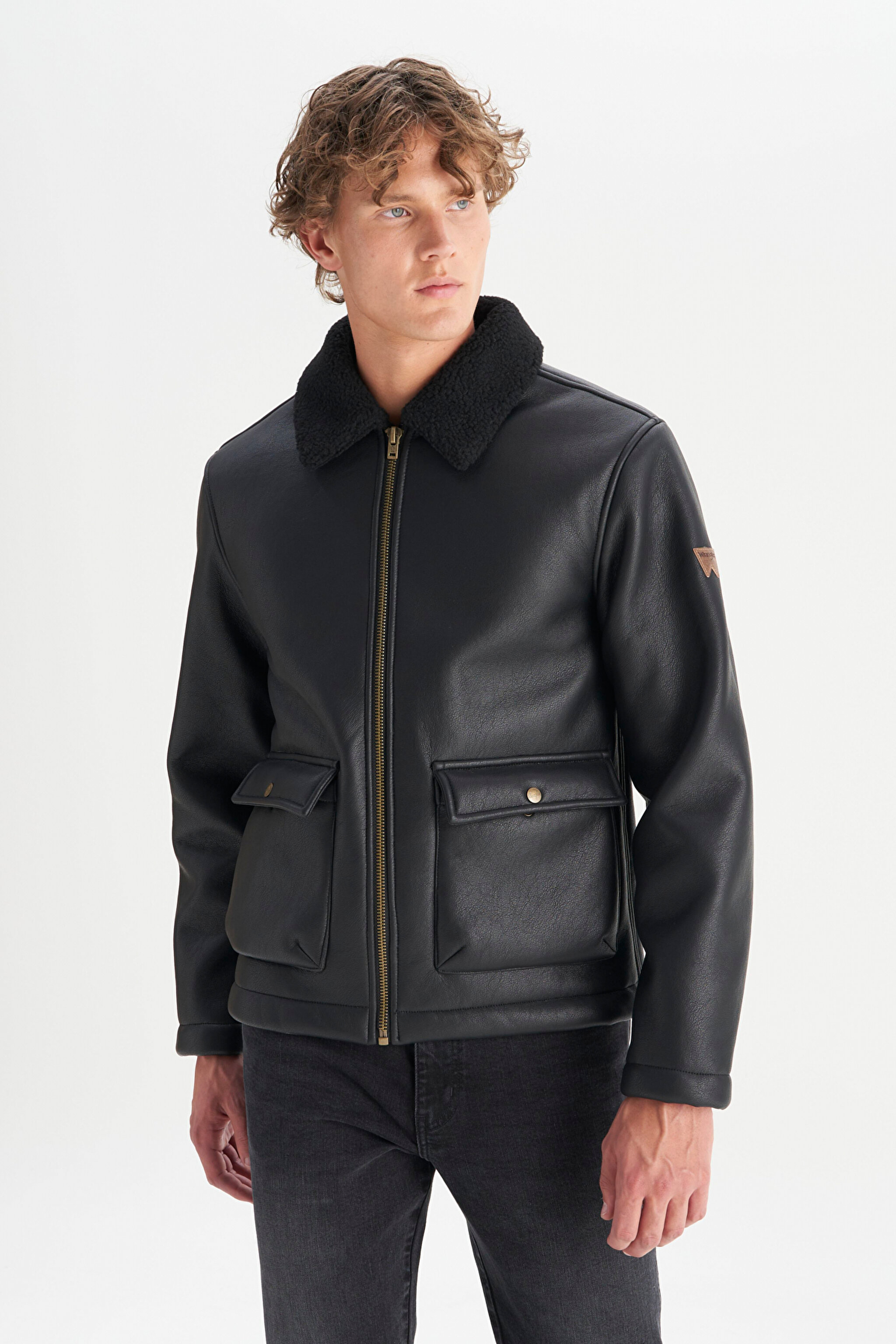 Regular Fit Normal Kesim Gömlek Yaka Cepli Ceket - Black-W45L0301936 (görsel 3)
