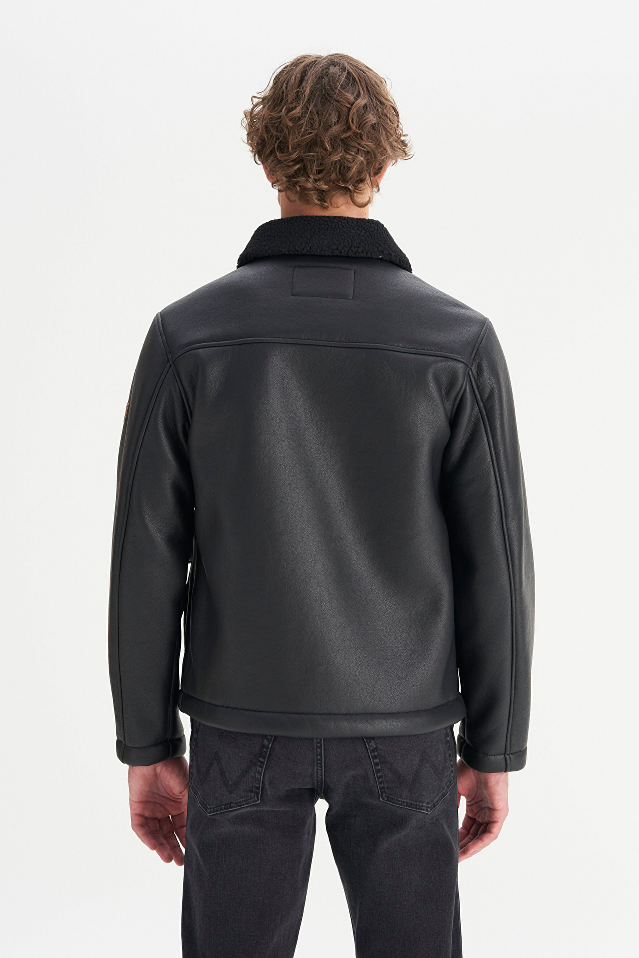Regular Fit Normal Kesim Gömlek Yaka Cepli Ceket - Black-W45L0301936 (görsel 5)
