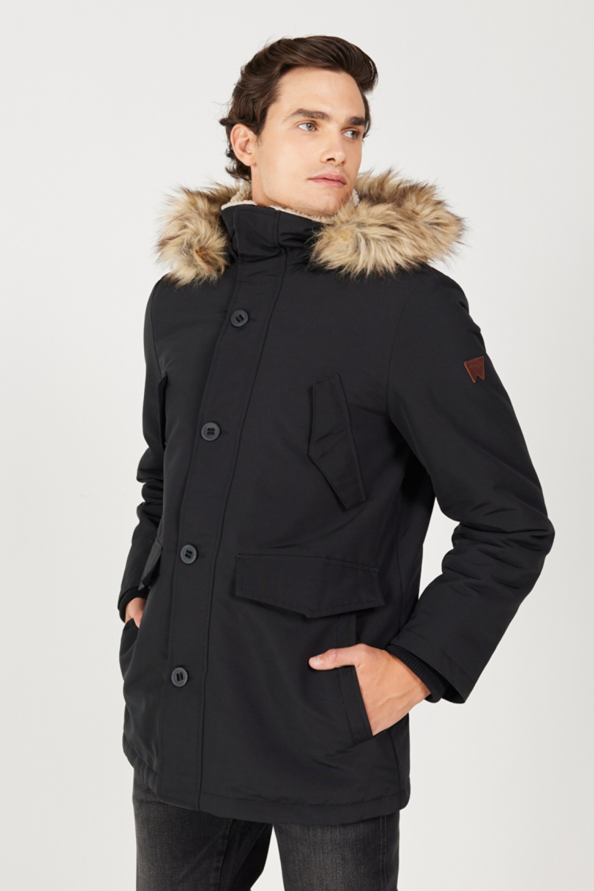 Regular Fit Normal Kesim Mont - Black-W4D0WX100 (görsel 2)
